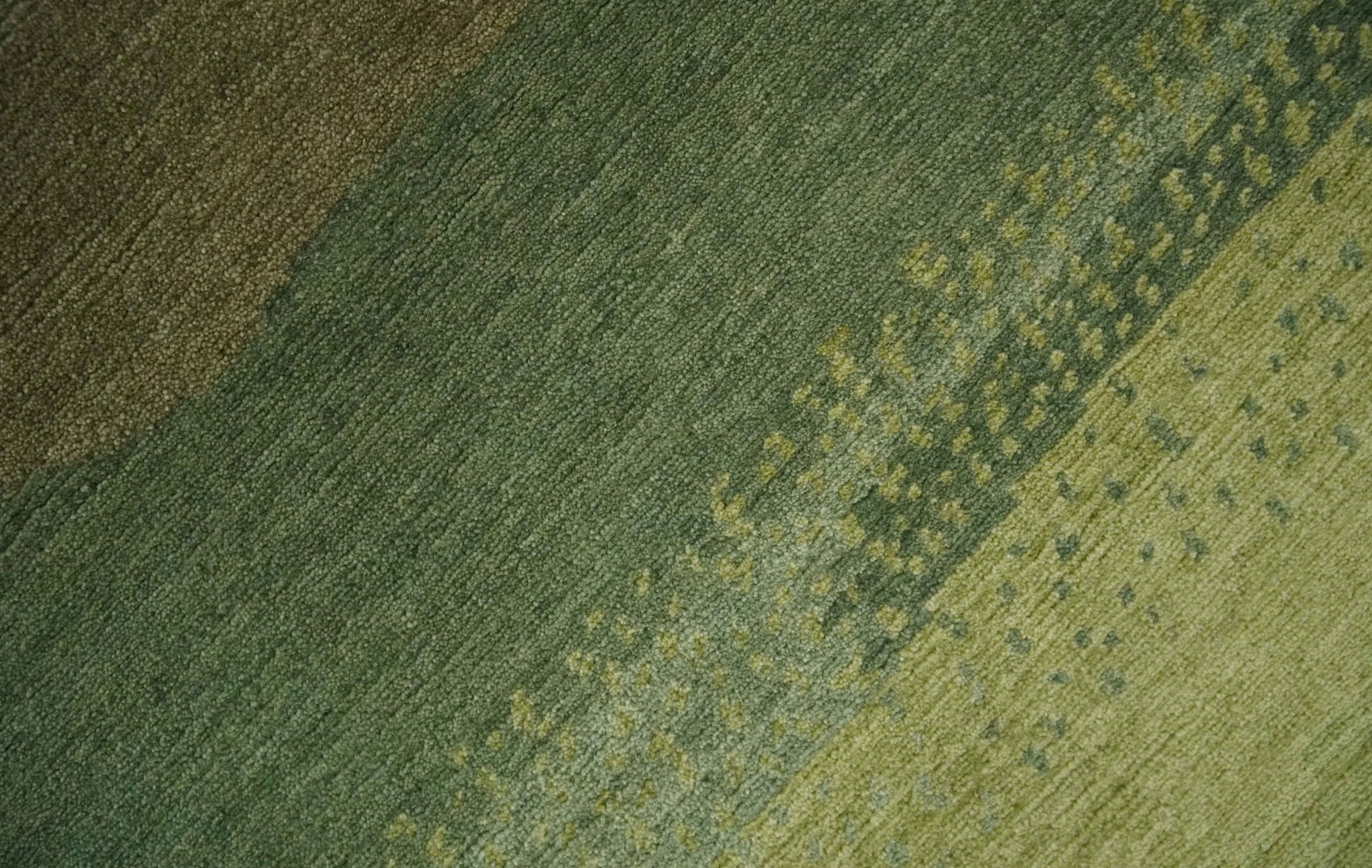Green, Gold and Teal Modern Stripes Design Hand knotted 6x8 wool Area Rug - Image 4