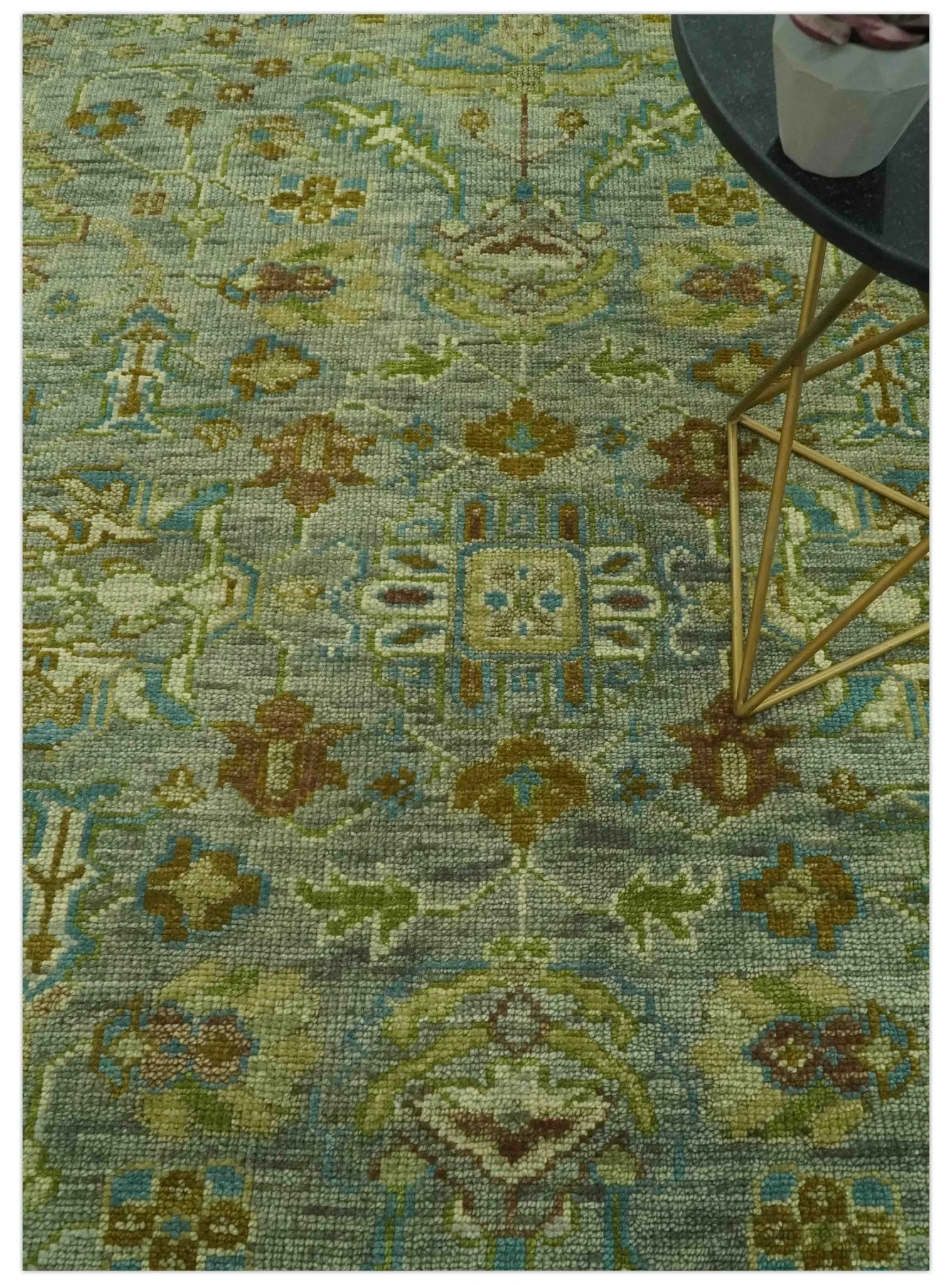 Green 8x10 Hand Knotted Antique Design Traditional Oriental Oushak wool area rug - Image 2