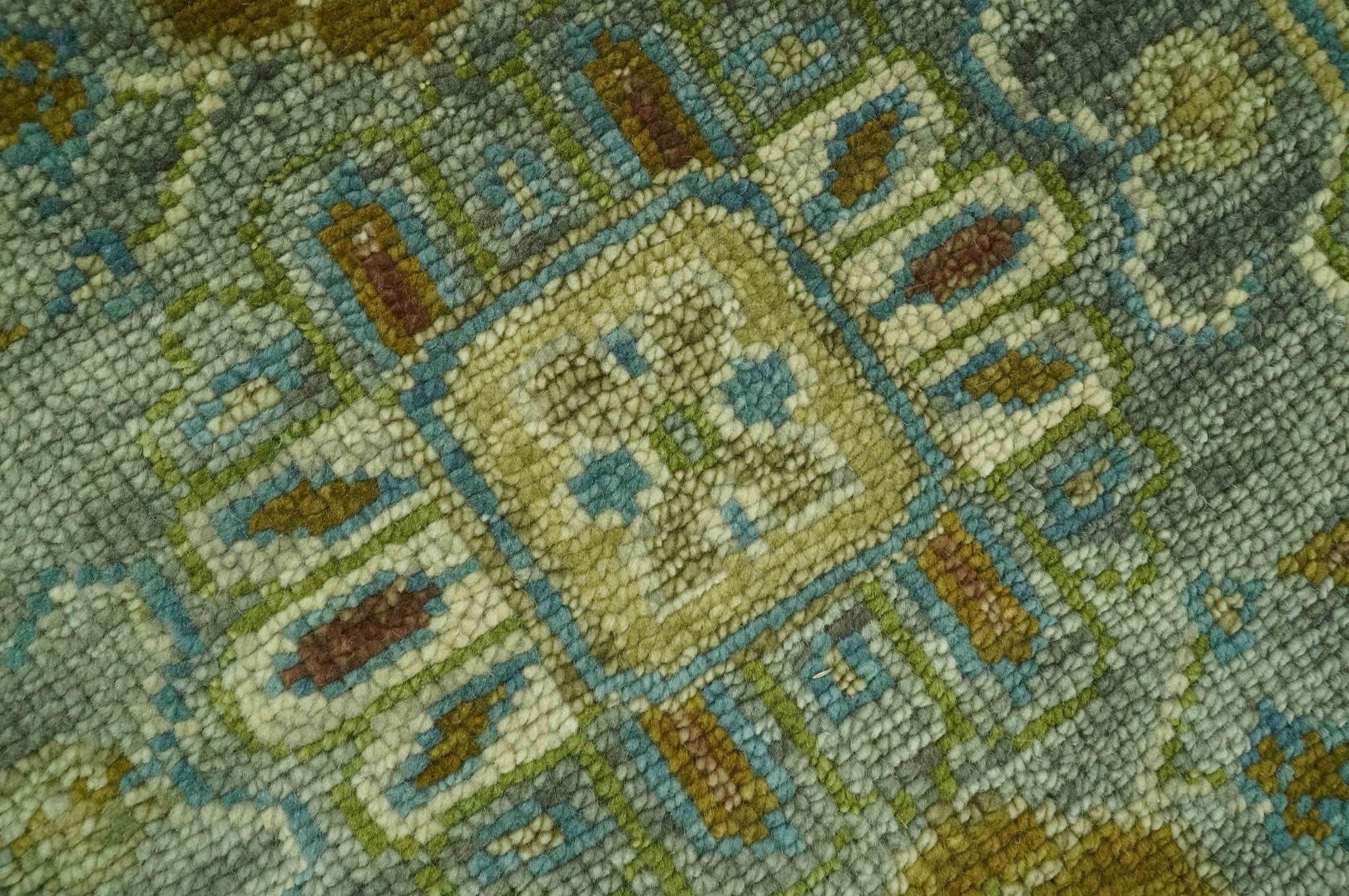 Green 8x10 Hand Knotted Antique Design Traditional Oriental Oushak wool area rug - Image 4