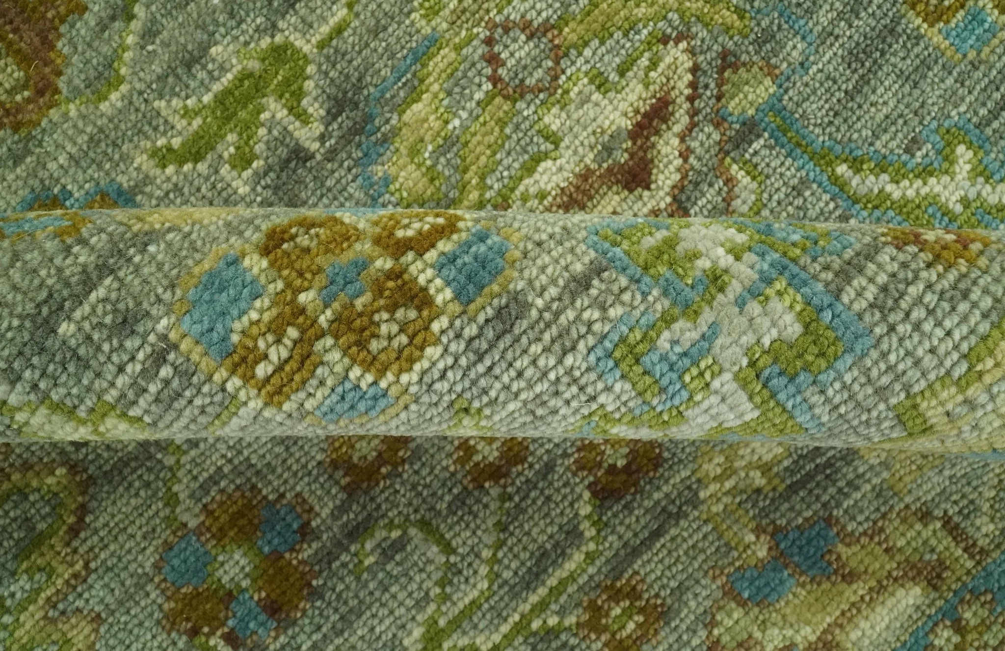 Green 8x10 Hand Knotted Antique Design Traditional Oriental Oushak wool area rug - Image 6