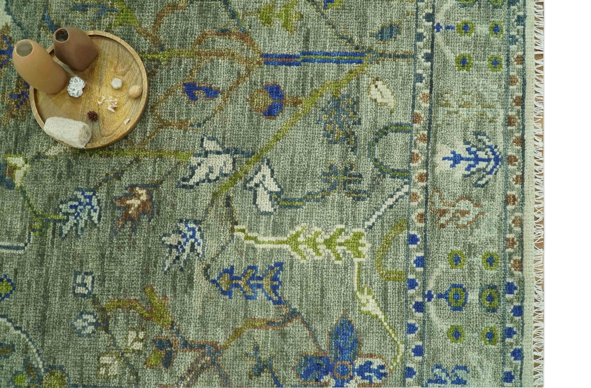 The Plant and Root Green Hand Knotted 8x10 Traditional Wool Area Rug - Image 11
