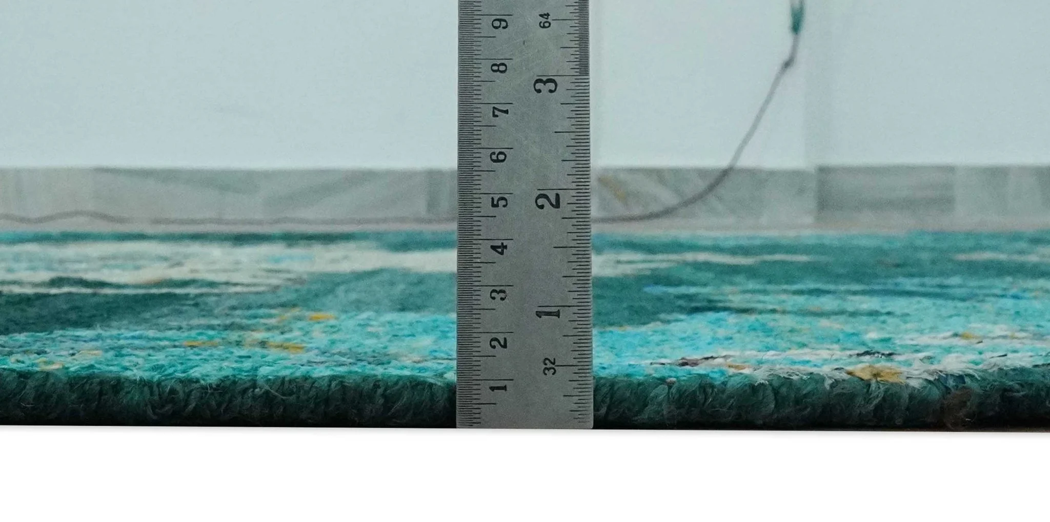 5x8 Green, Ivory and Blue Traditional Large design hand knotted wool area rug - Image 8