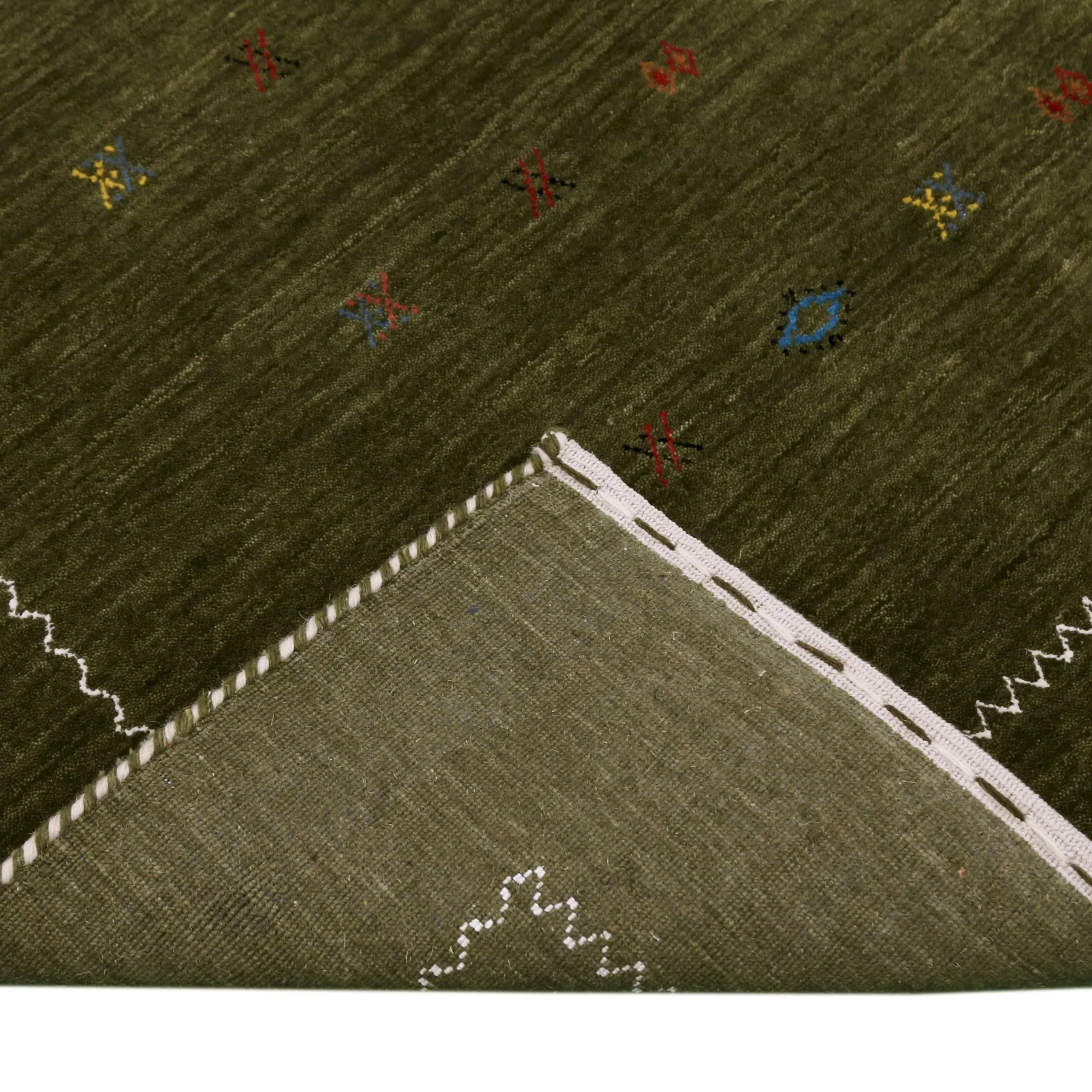 Green Modern Design Hand Loomed Wool Area Rug - Image 10