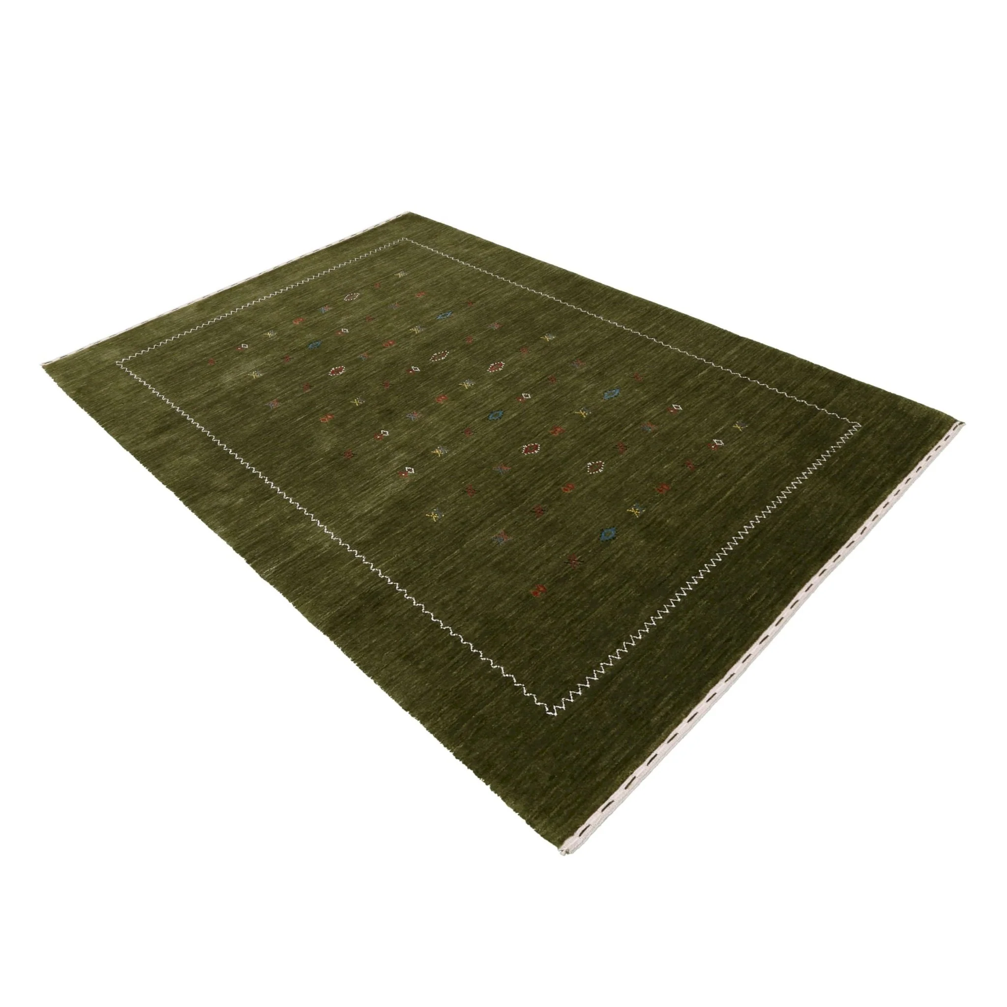 Green Modern Design Hand Loomed Wool Area Rug - Image 11