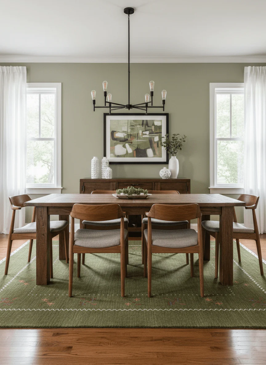 Green Modern Gabbeh Border Design Hand Loomed Wool Area Rug - Image 2