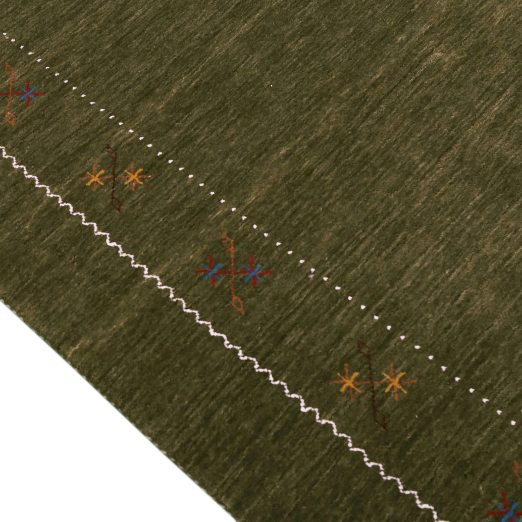 Green Modern Gabbeh Border Design Hand Loomed Wool Area Rug - Image 5