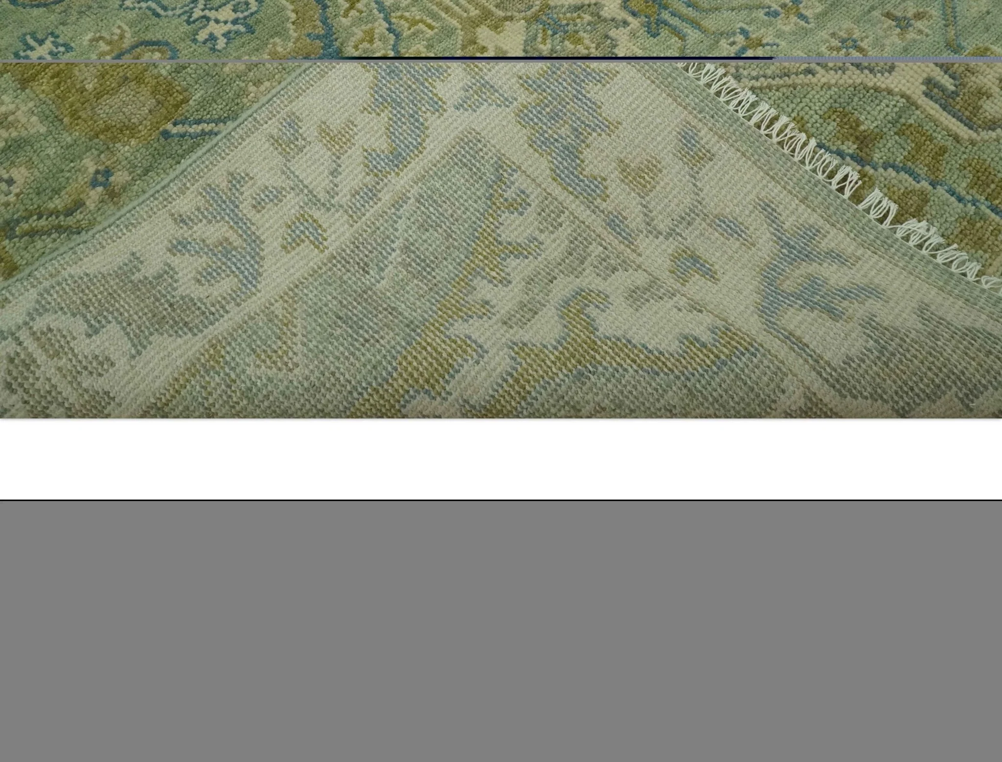 Hand Knotted Green, Olive and Teal Traditional Dragon Oushak Design 8x10 wool rug - Image 7