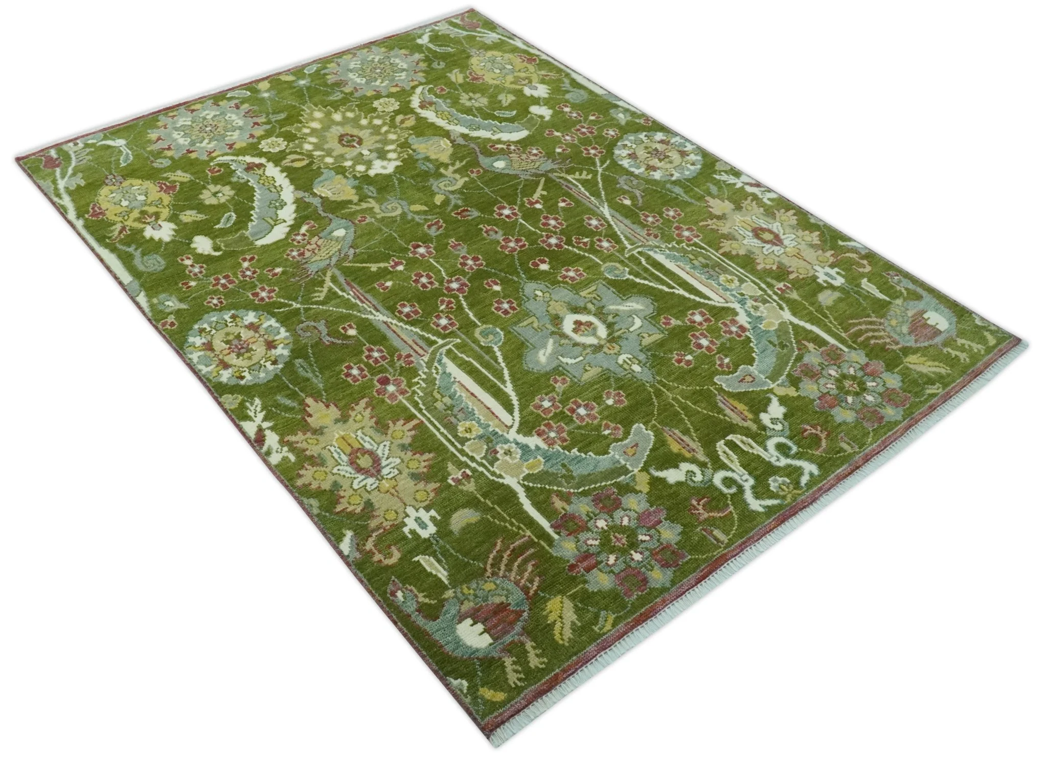 The Peacock Garden Bird Hand Knotted Custom Made Wool Area Rug - Image 9