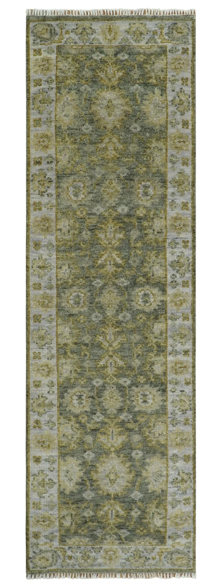 Custom Made Gray, Silver and Olive Hand knotted Traditional Oushak Wool Area Rug - Image 14