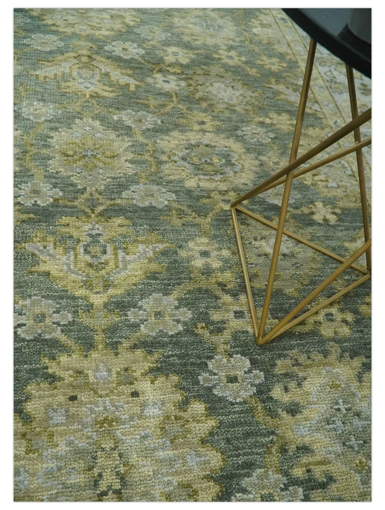 Custom Made Gray, Silver and Olive Hand knotted Traditional Oushak Wool Area Rug - Image 2
