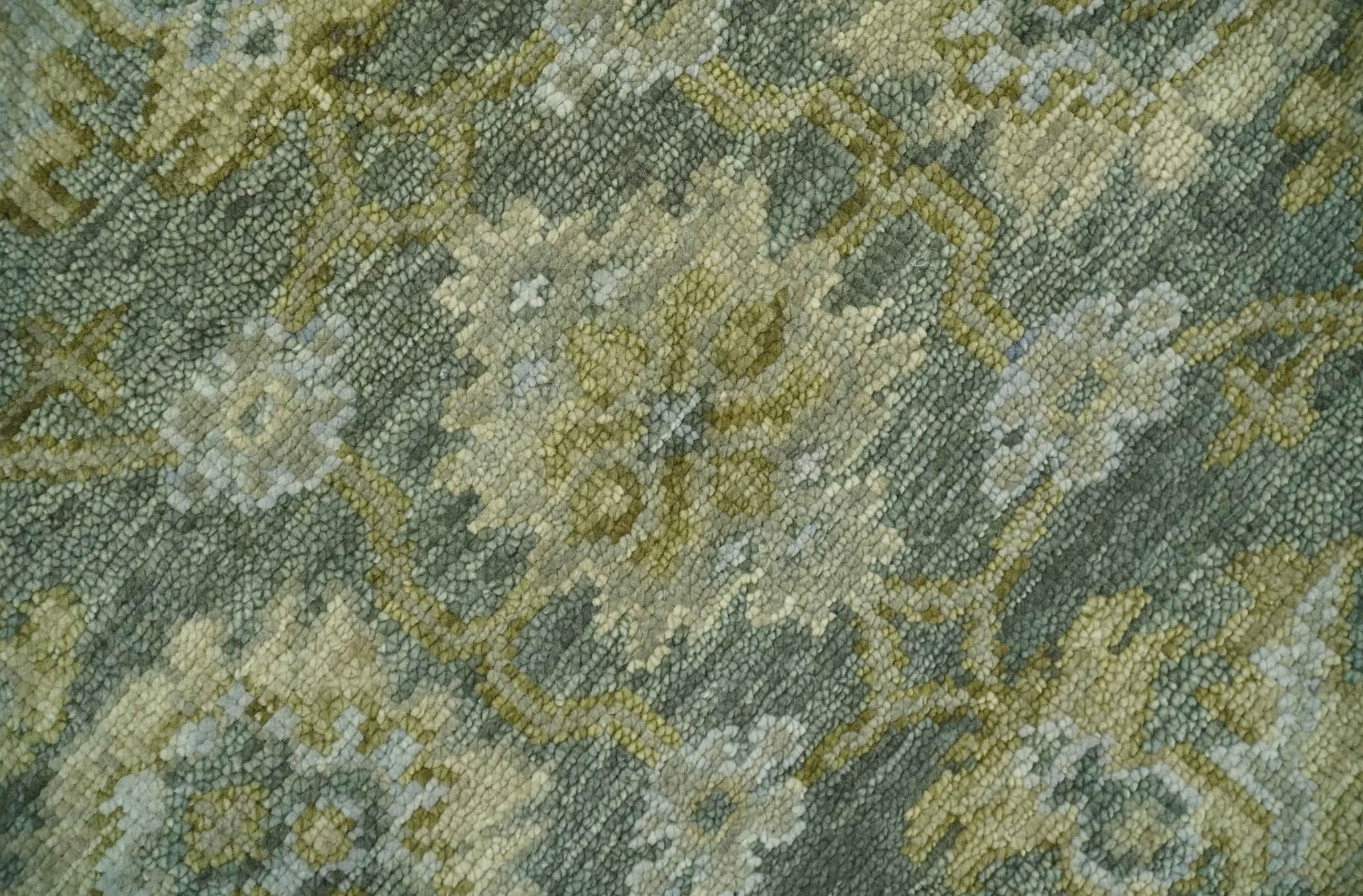 Custom Made Gray, Silver and Olive Hand knotted Traditional Oushak Wool Area Rug - Image 4