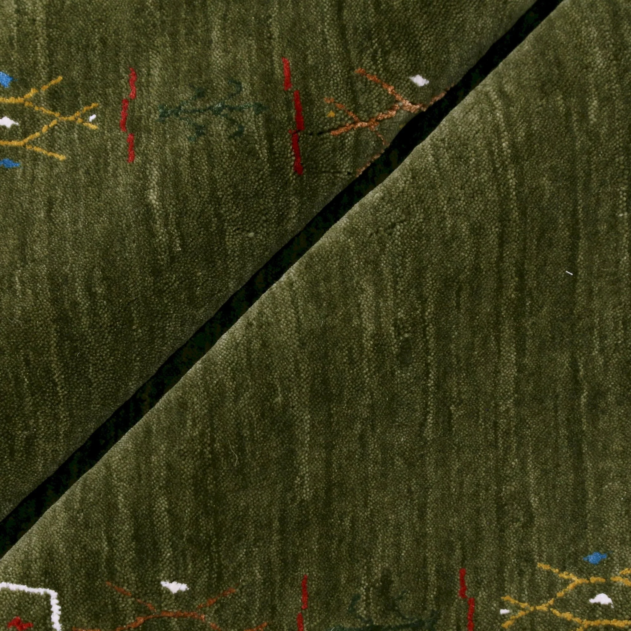 Green Tribal Border Design Hand Loomed Wool Area Rug - Image 3