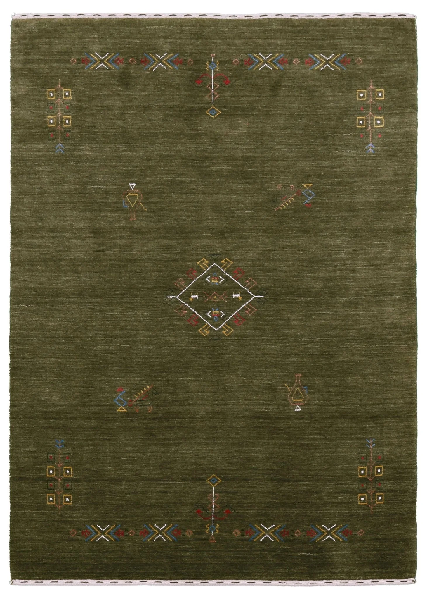 Green Tribal Center Medallion Hand Loomed Wool Area Rug - Image 11
