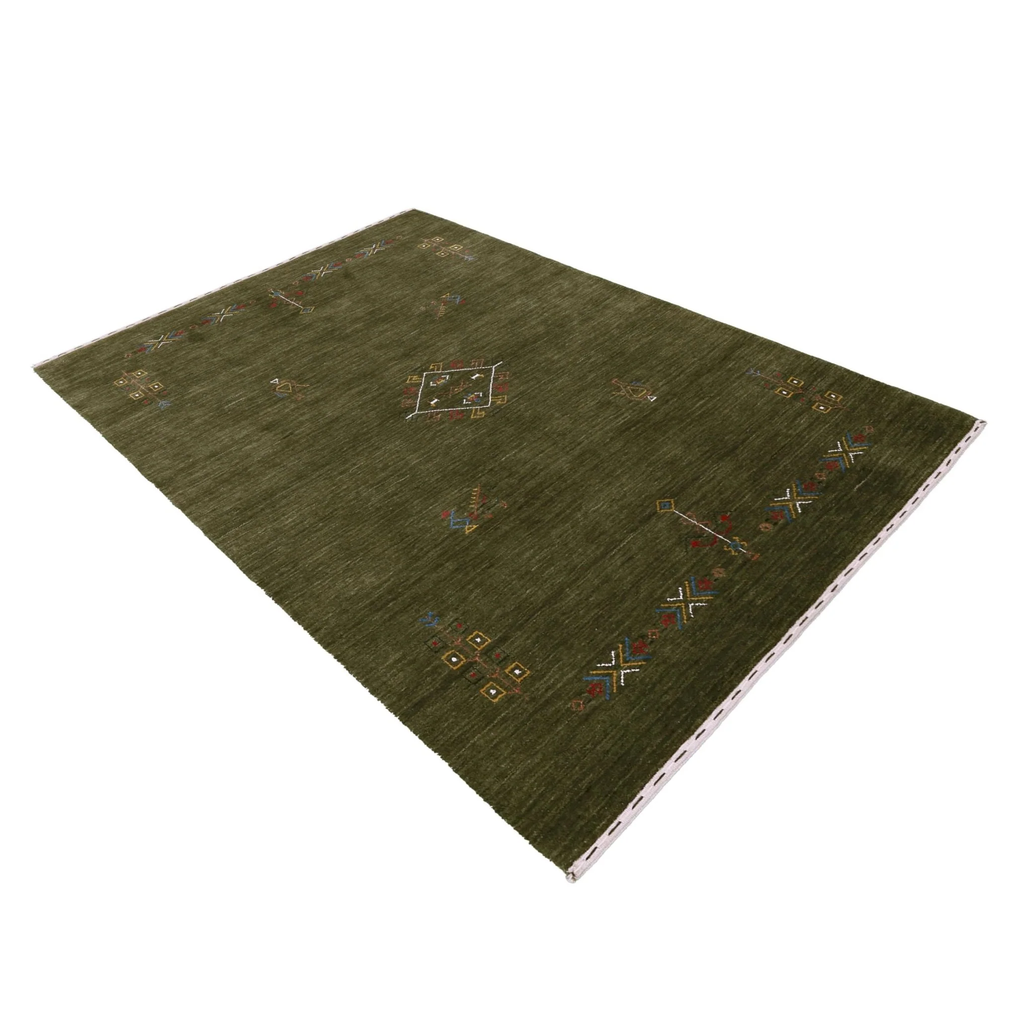 Green Tribal Center Medallion Hand Loomed Wool Area Rug - Image 12
