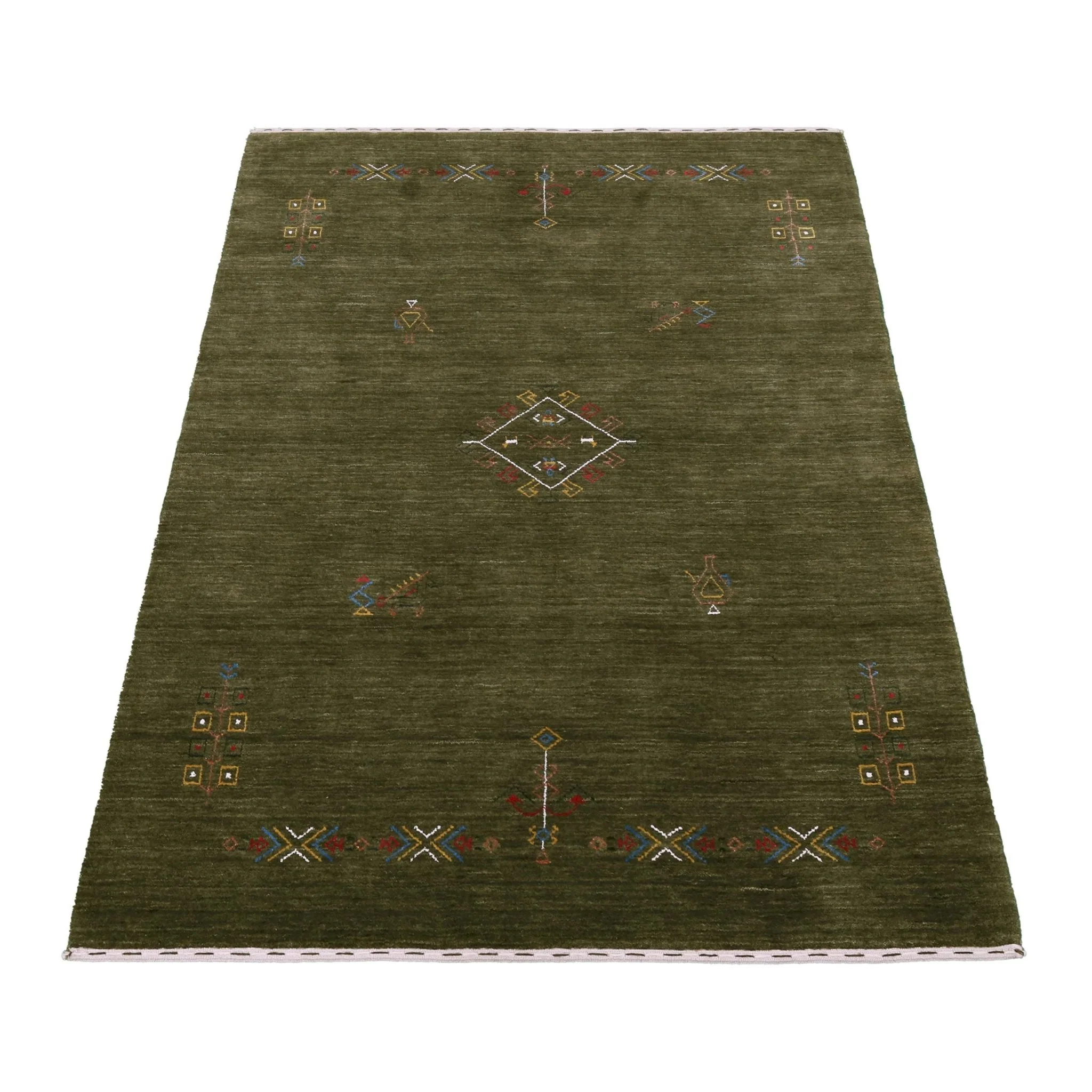 Green Tribal Center Medallion Hand Loomed Wool Area Rug - Image 13