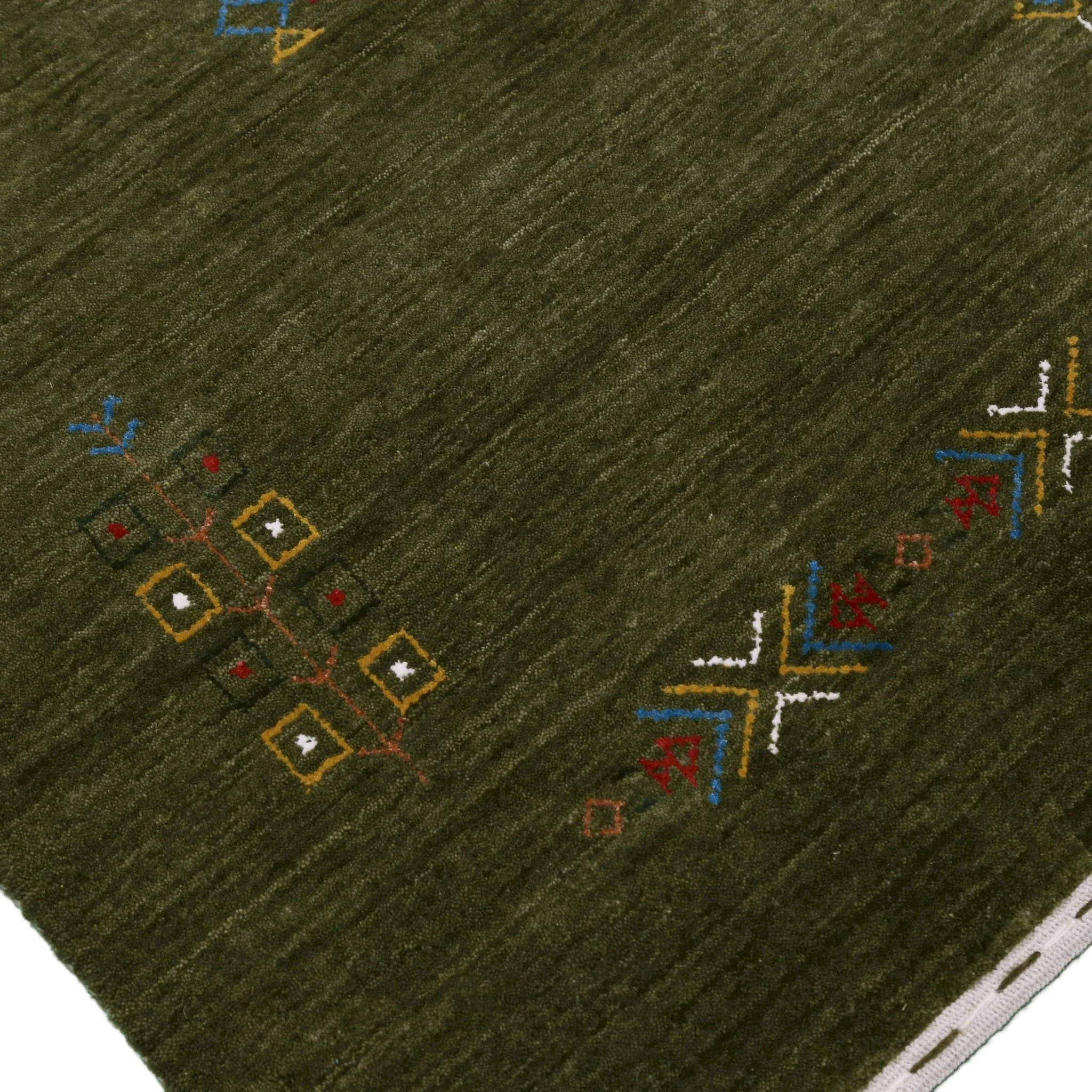 Green Tribal Center Medallion Hand Loomed Wool Area Rug - Image 5