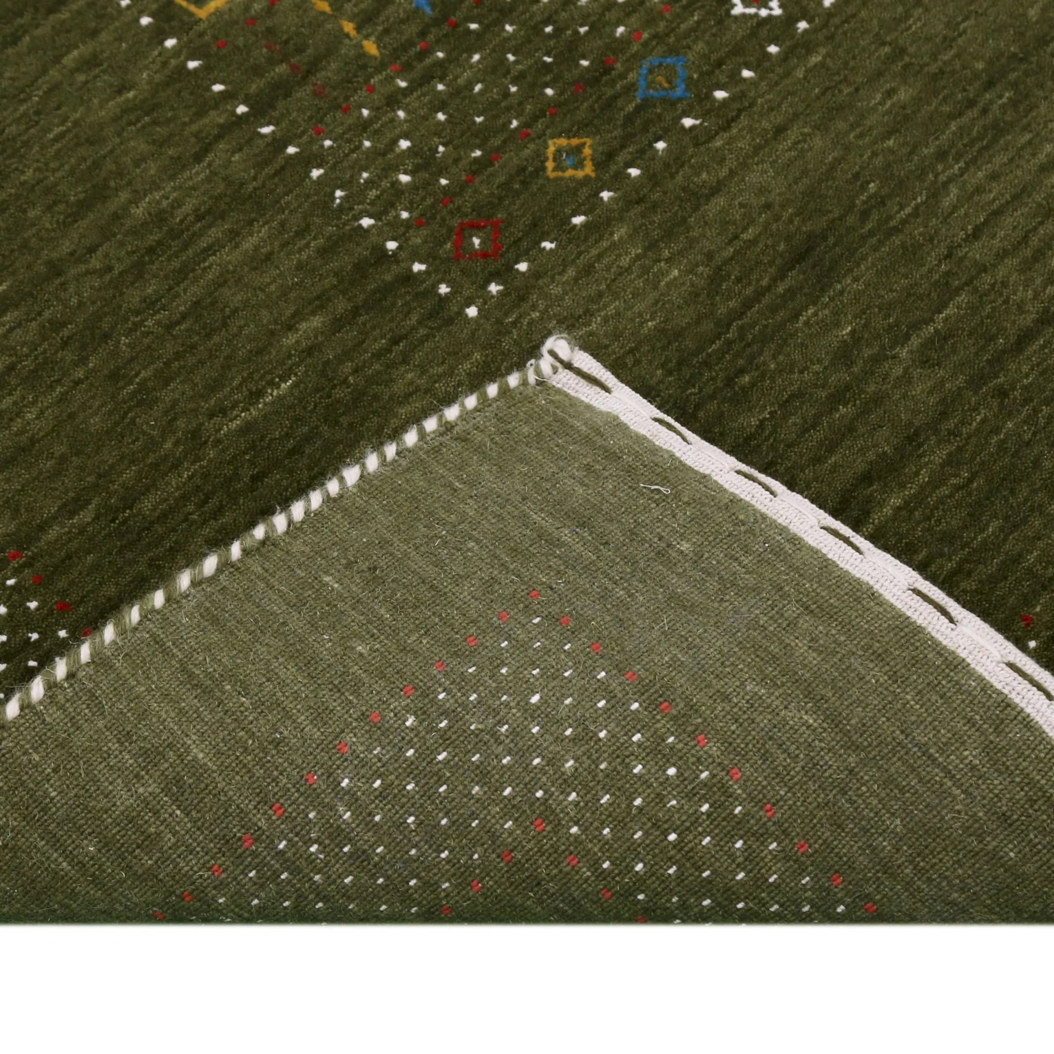 Green Tribal Center Pattern Hand Loomed Wool Area Rug - Image 10