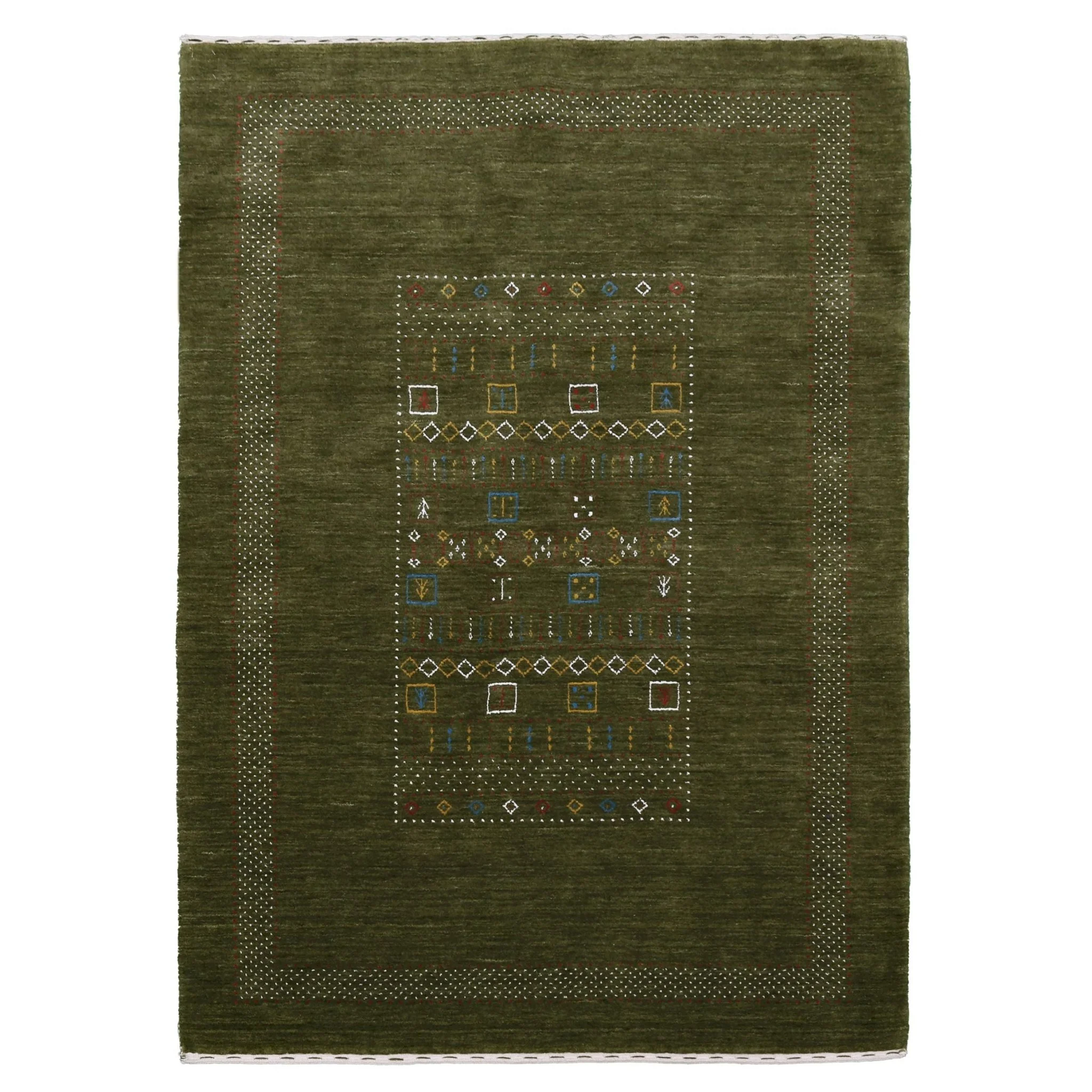 Green Tribal Center Pattern Hand Loomed Wool Area Rug - Image 12