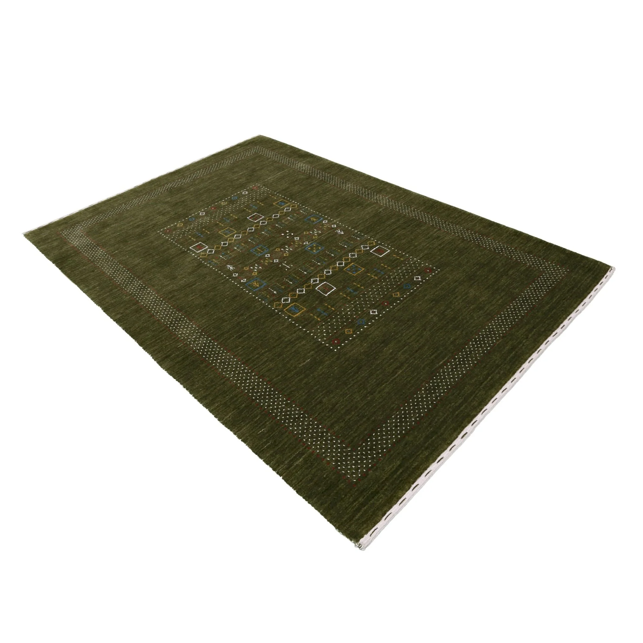 Green Tribal Center Pattern Hand Loomed Wool Area Rug - Image 13