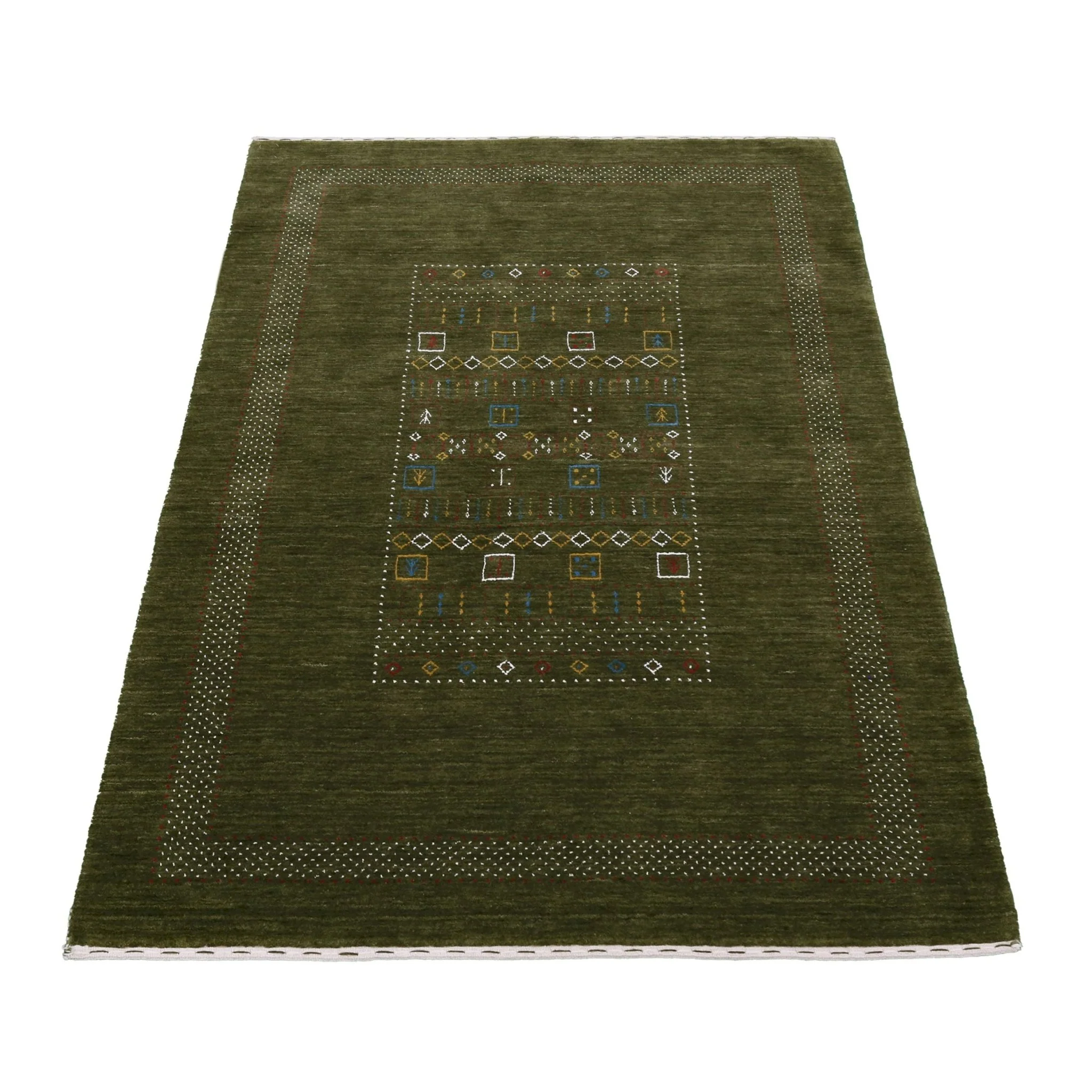 Green Tribal Center Pattern Hand Loomed Wool Area Rug - Image 14