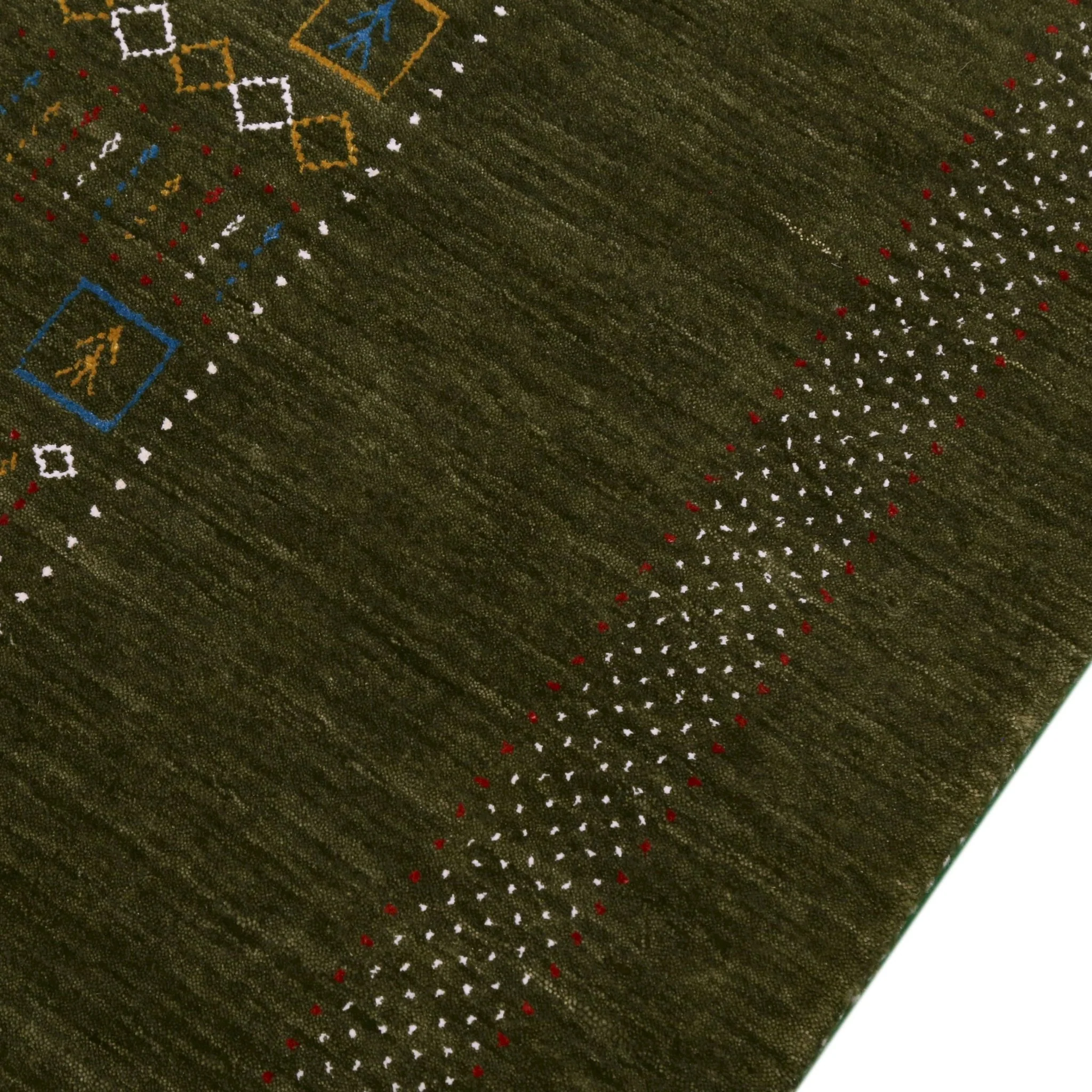 Green Tribal Center Pattern Hand Loomed Wool Area Rug - Image 4