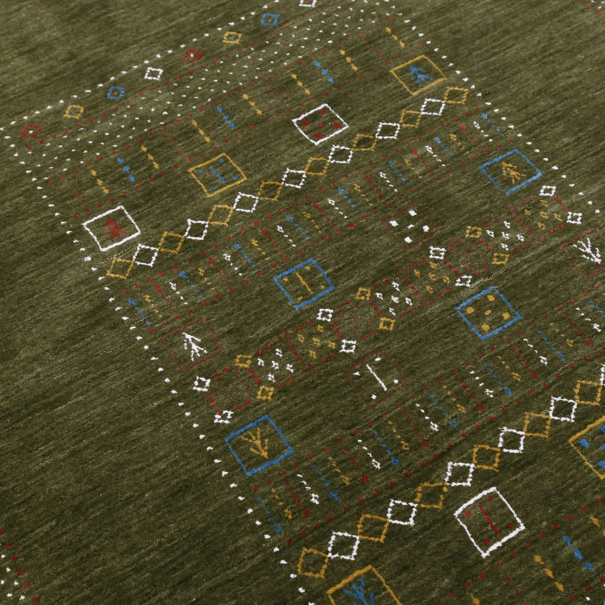 Green Tribal Center Pattern Hand Loomed Wool Area Rug - Image 7