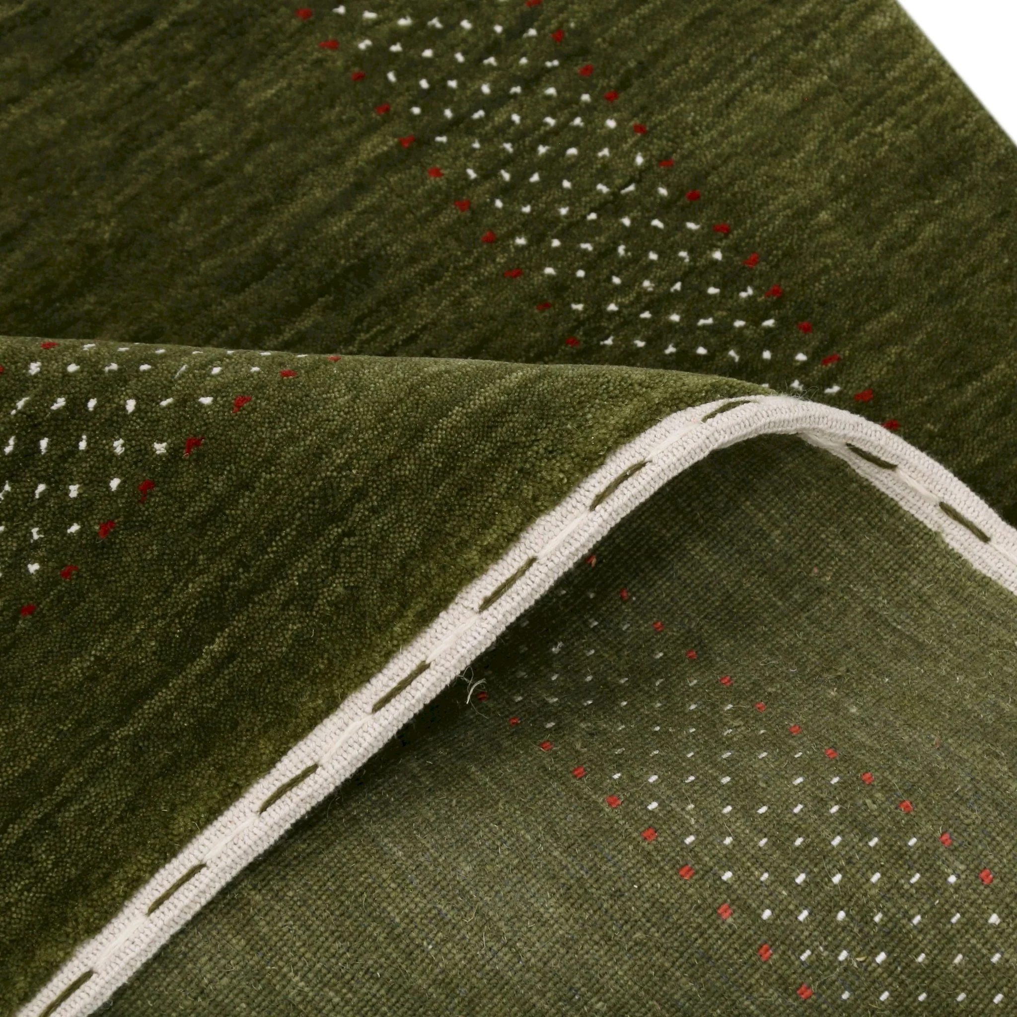 Green Tribal Center Pattern Hand Loomed Wool Area Rug - Image 9