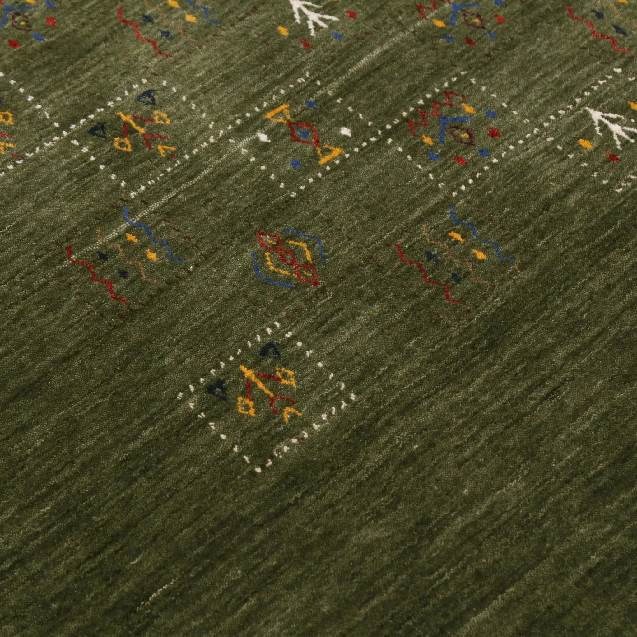 Green Tribal Design Hand Loomed Wool Area Rug - Image 10