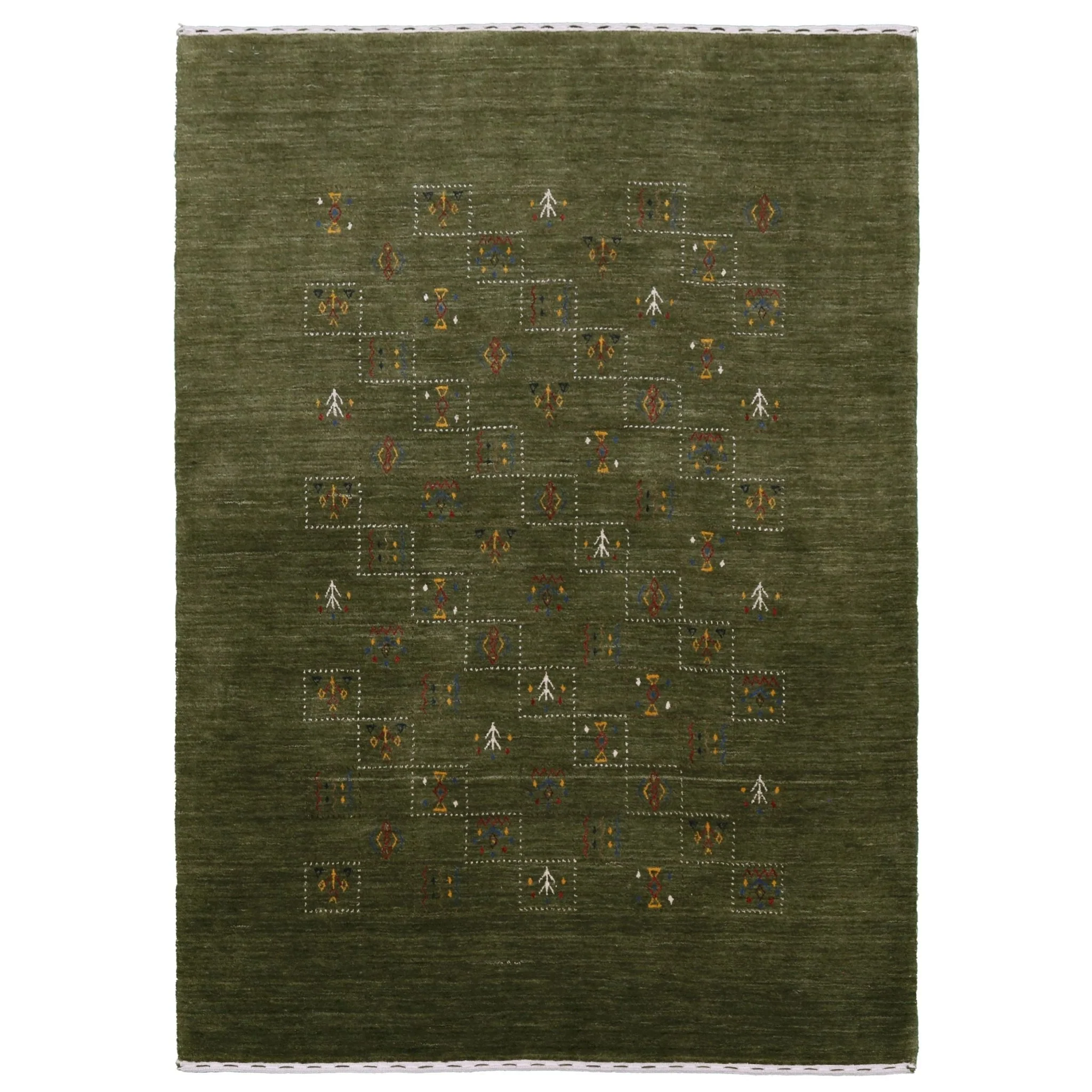 Green Tribal Design Hand Loomed Wool Area Rug - Image 11