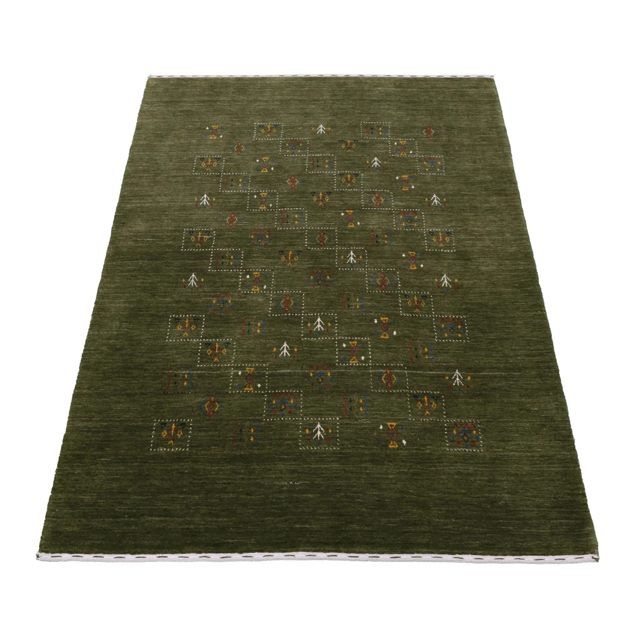 Green Tribal Design Hand Loomed Wool Area Rug - Image 12