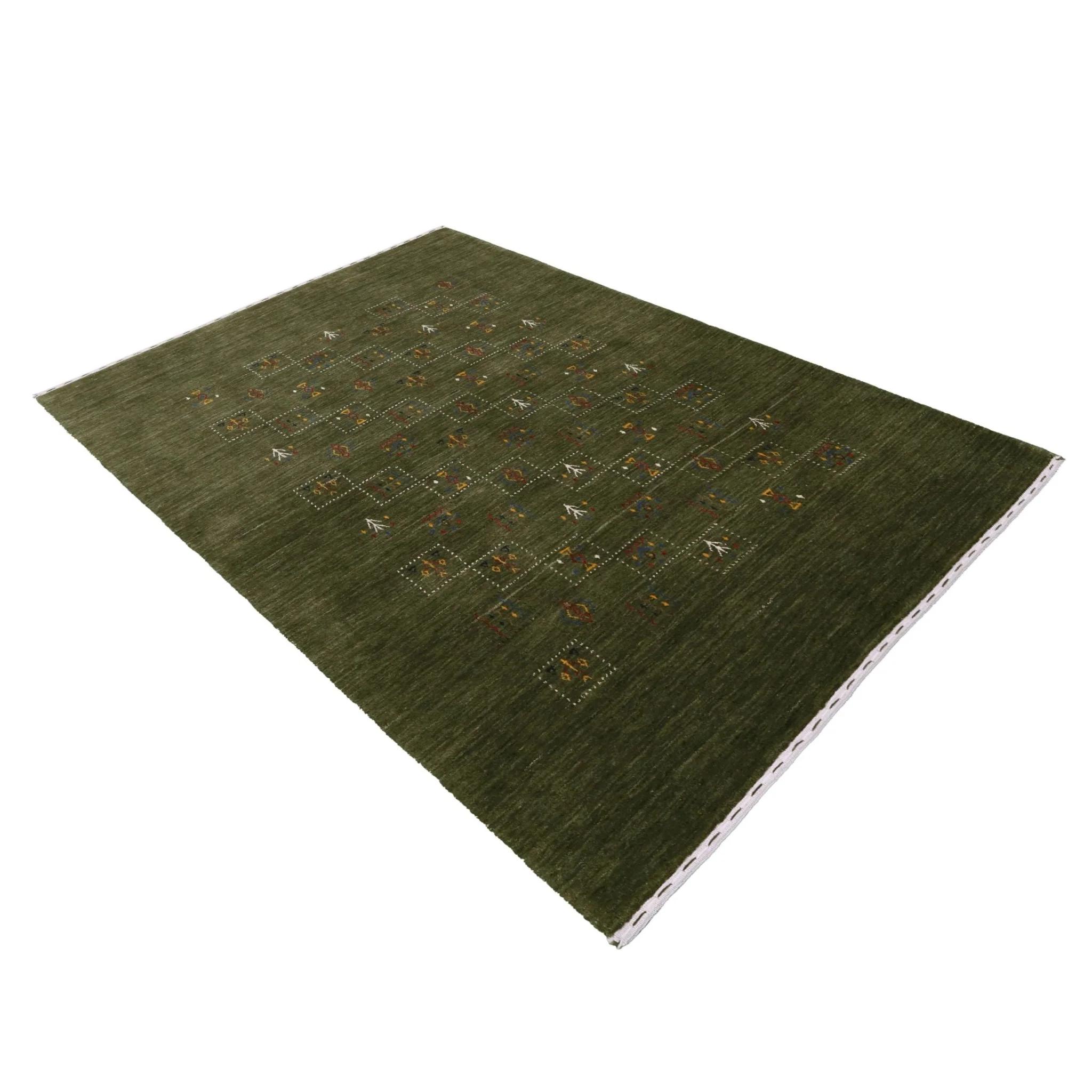 Green Tribal Design Hand Loomed Wool Area Rug - Image 13