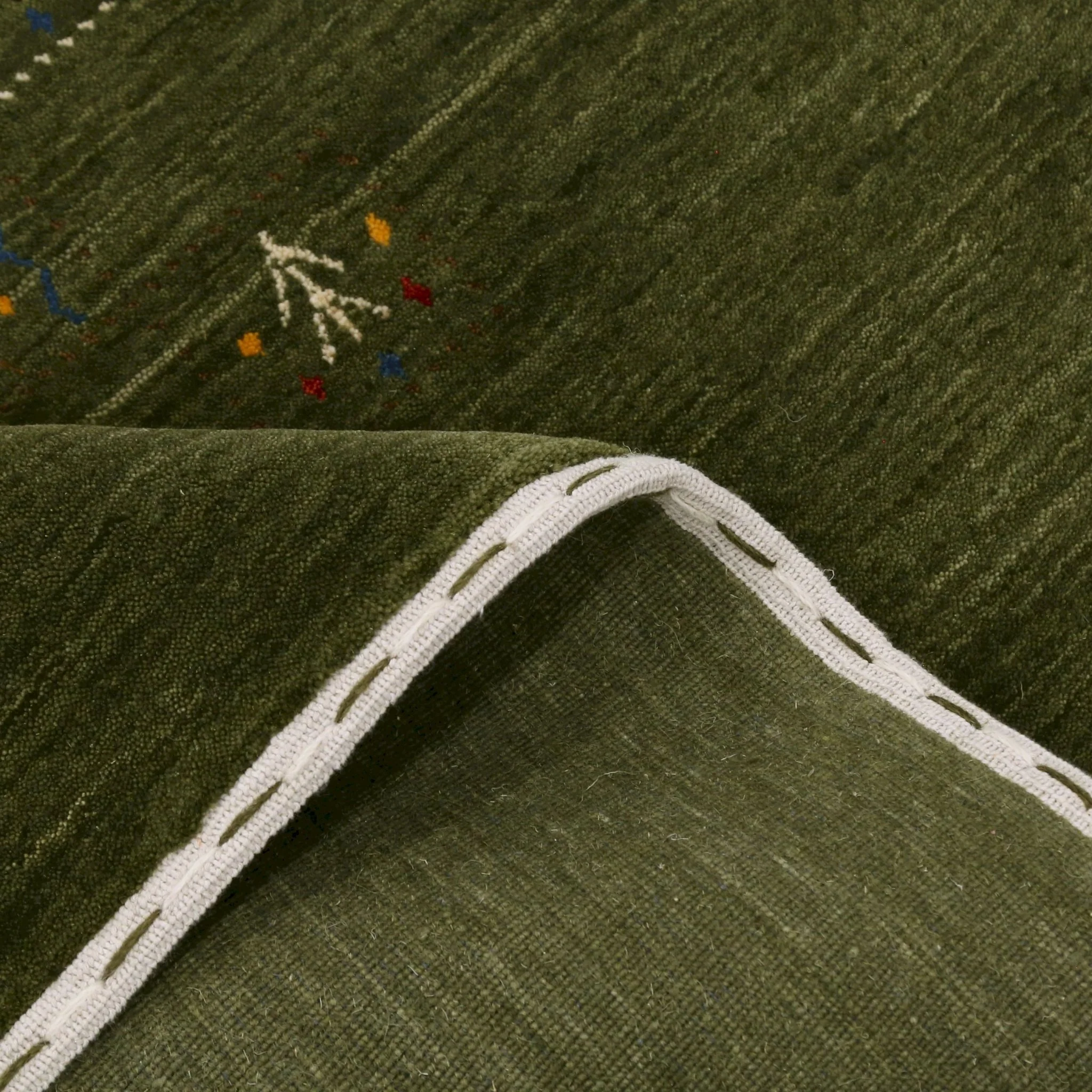 Green Tribal Design Hand Loomed Wool Area Rug - Image 6