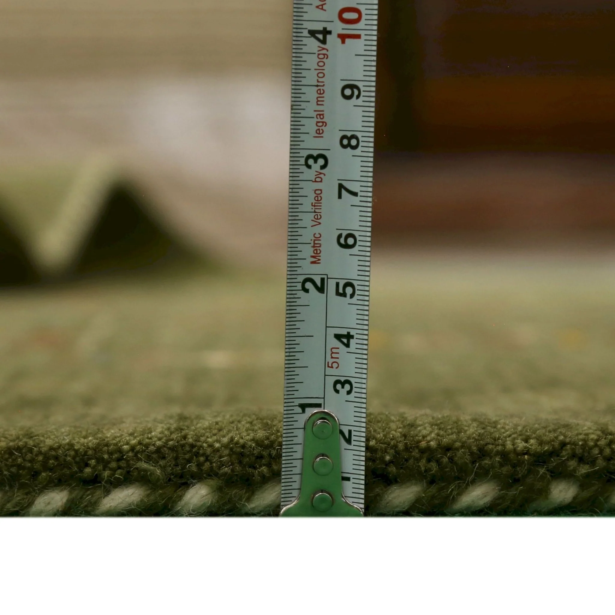Green Tribal Design Hand Loomed Wool Area Rug - Image 7
