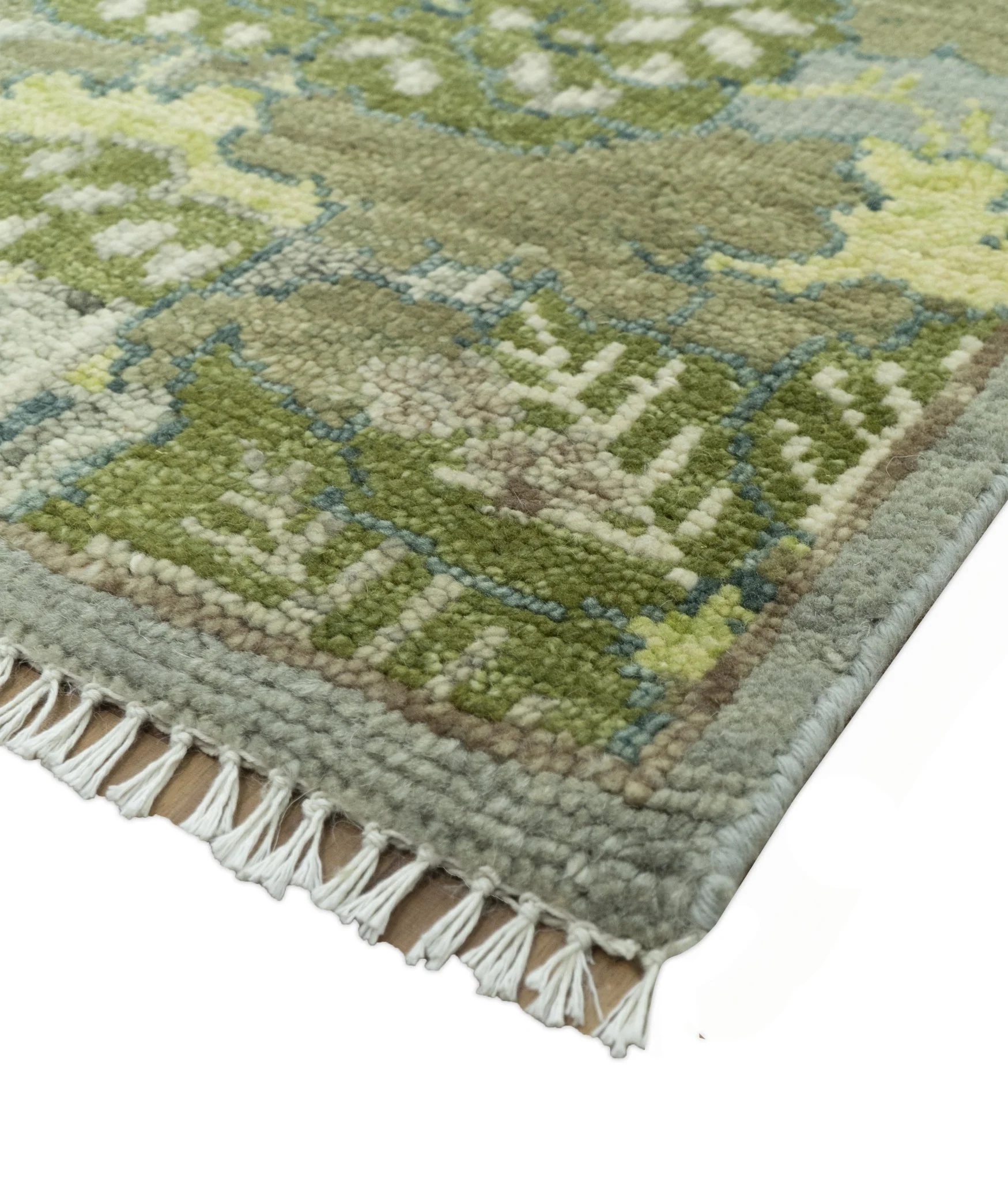 Green And Gray Nature Jungle Hand Knotted Custom Made wool area rug - Image 3