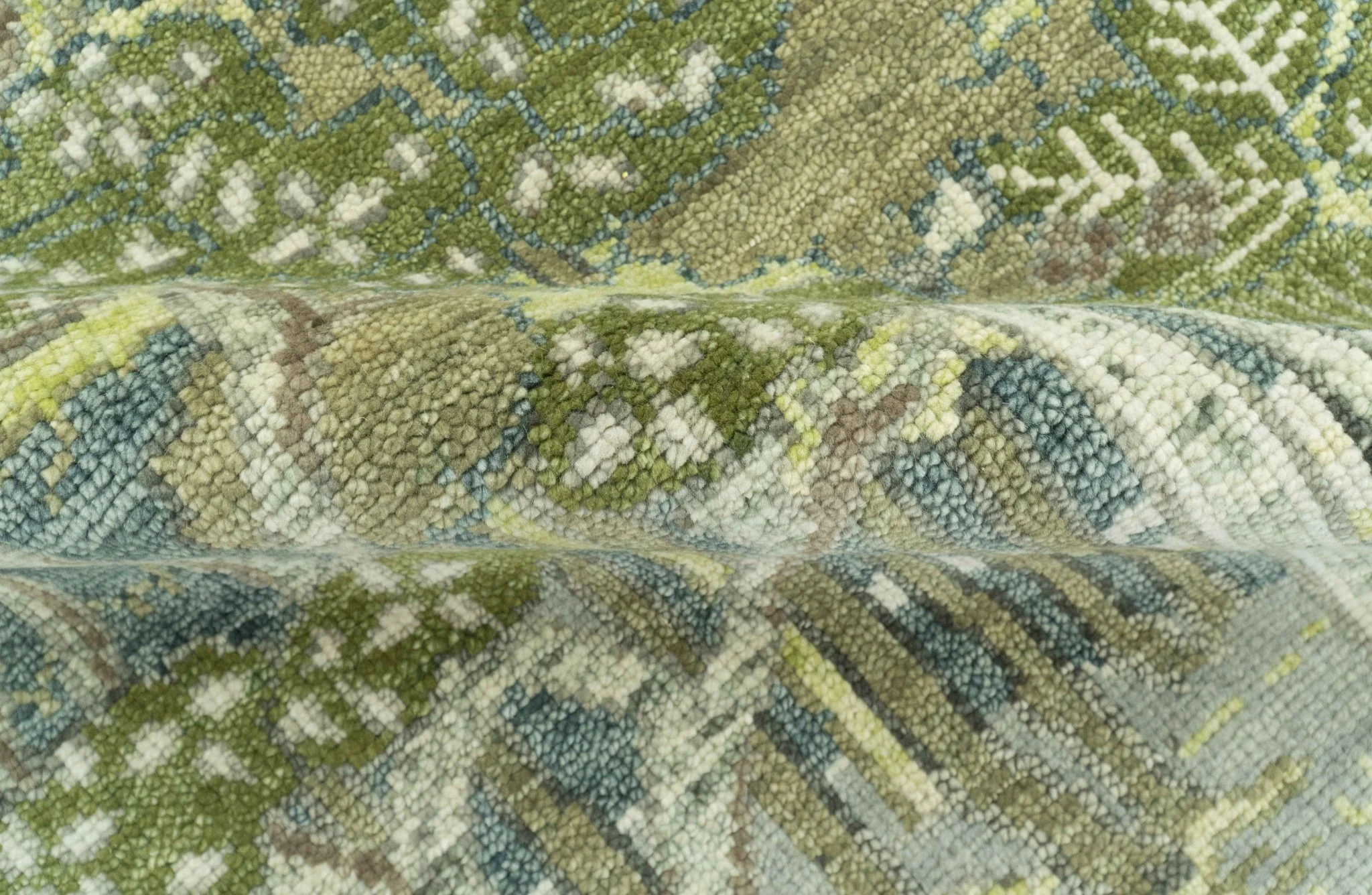 Green And Gray Nature Jungle Hand Knotted Custom Made wool area rug - Image 7