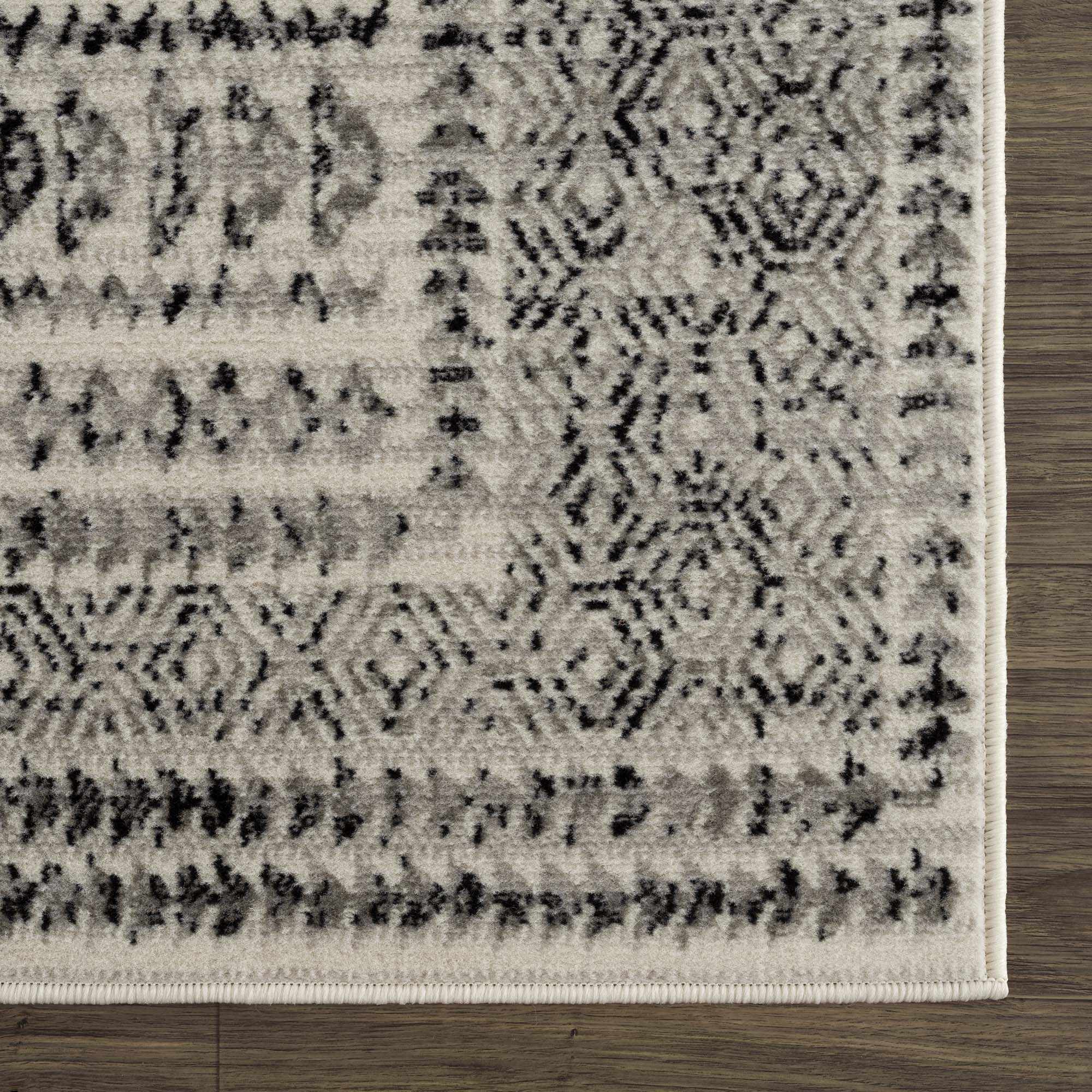 Contemporary Tribal Design Plain Black, Light Gray, Charcoal, Off white area rug - Image 11