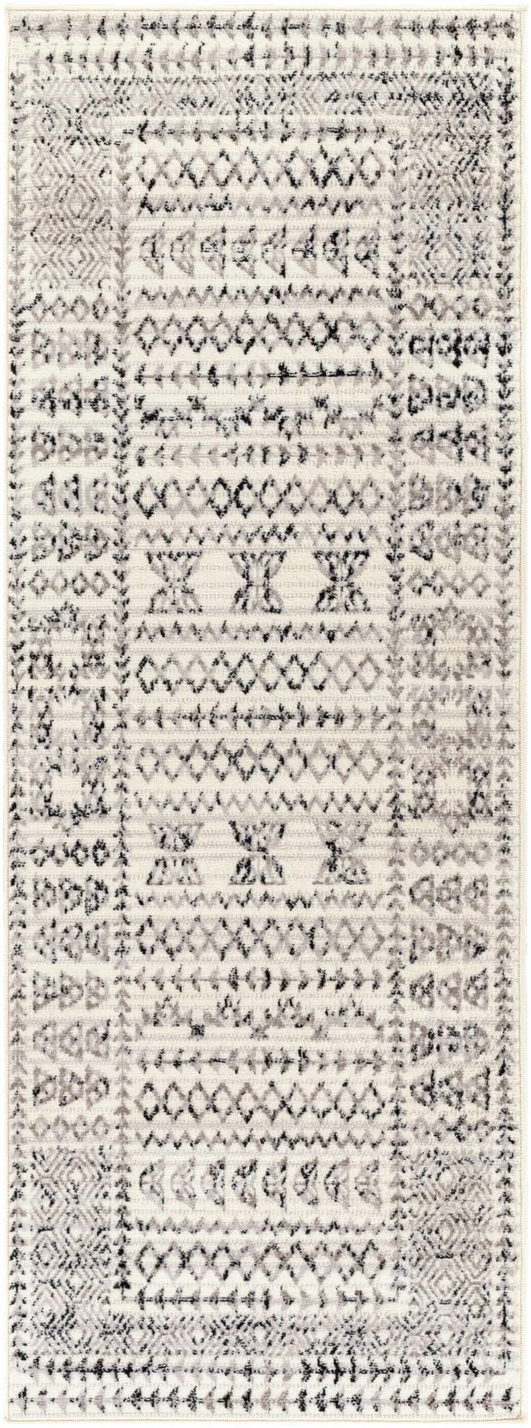 Contemporary Tribal Design Plain Black, Light Gray, Charcoal, Off white area rug - Image 6