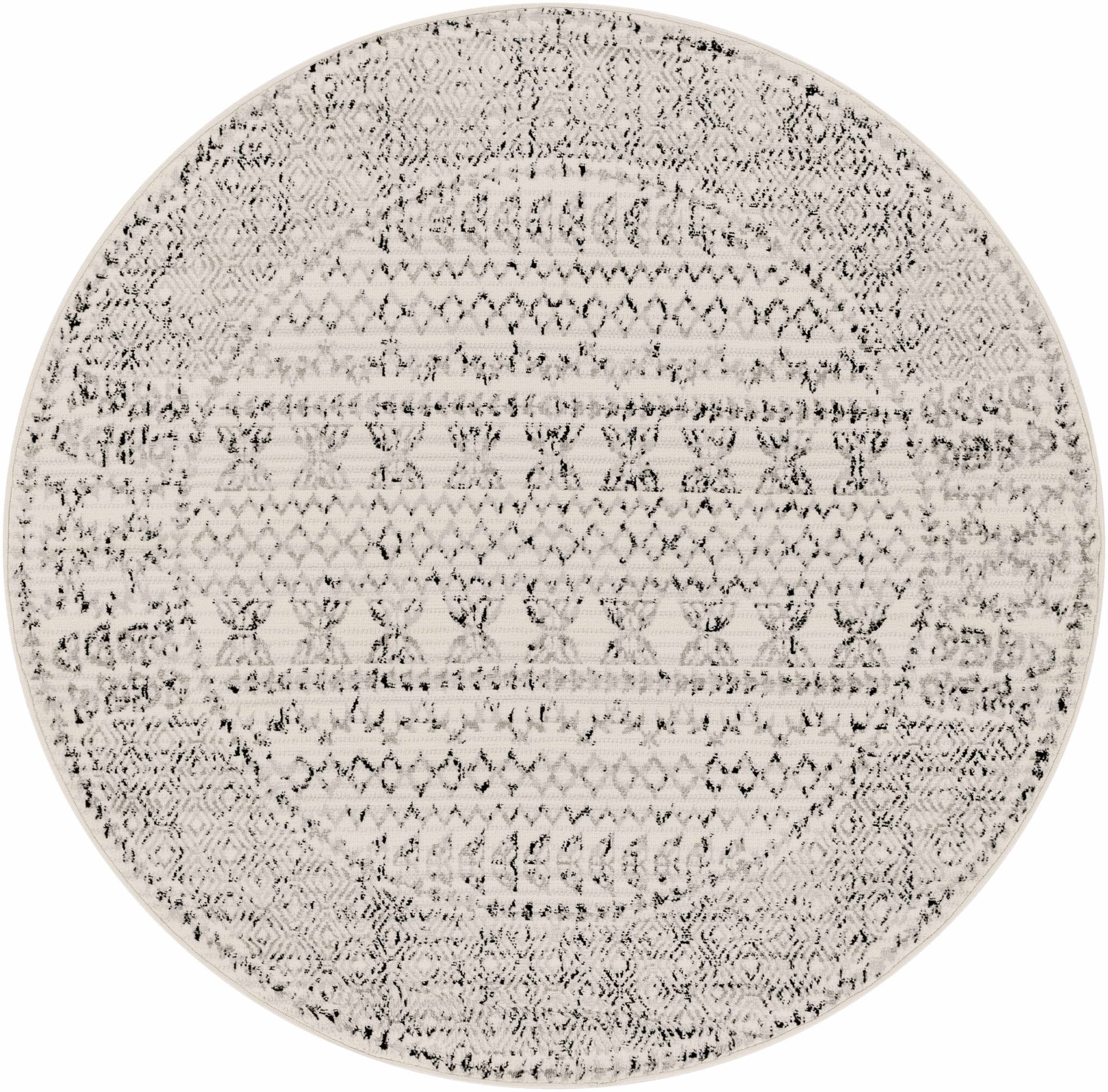 Contemporary Tribal Design Plain Black, Light Gray, Charcoal, Off white area rug - Image 7