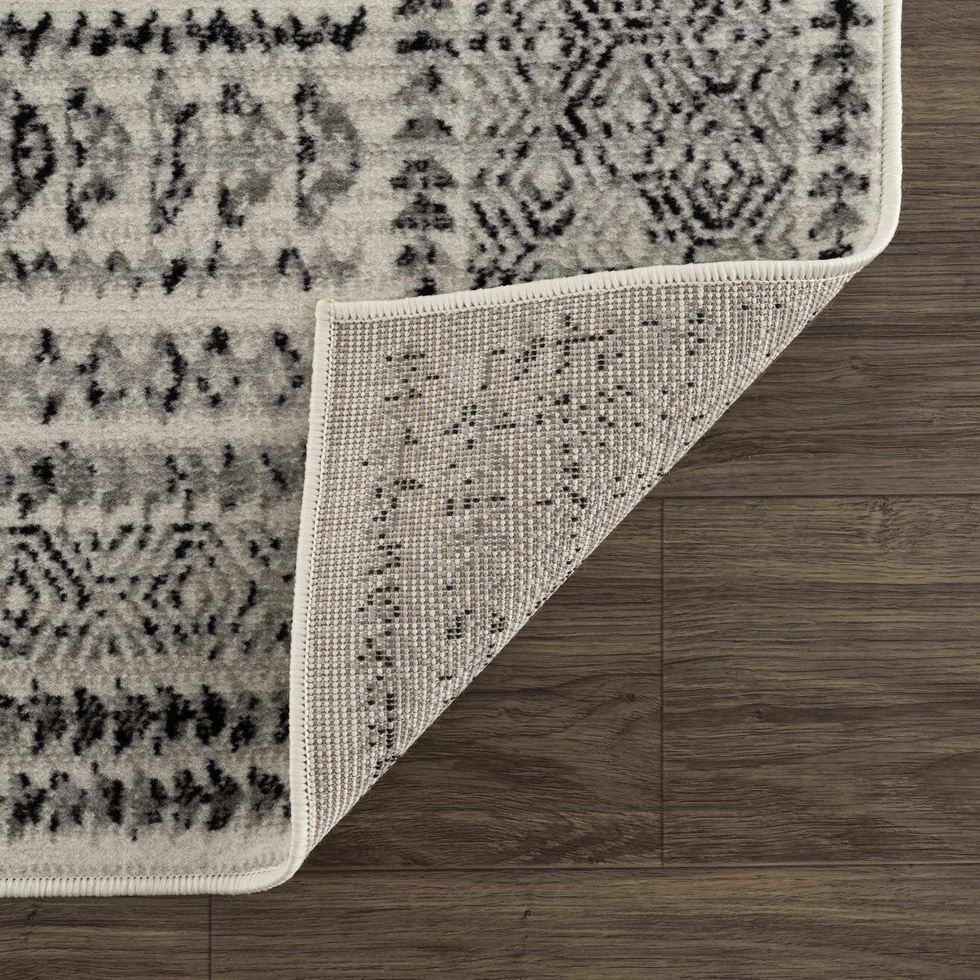 Contemporary Tribal Design Plain Black, Light Gray, Charcoal, Off white area rug - Image 8
