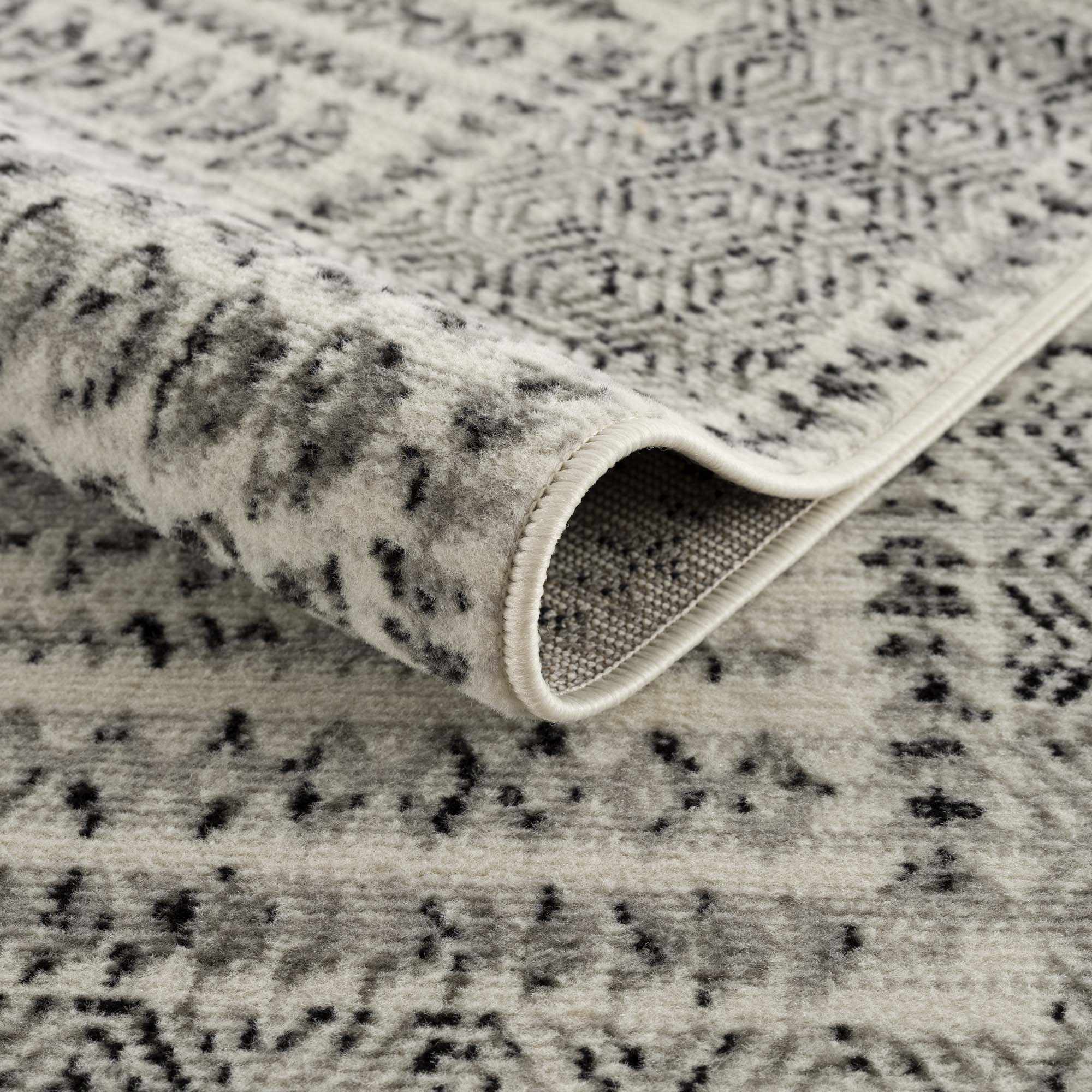 Contemporary Tribal Design Plain Black, Light Gray, Charcoal, Off white area rug - Image 9