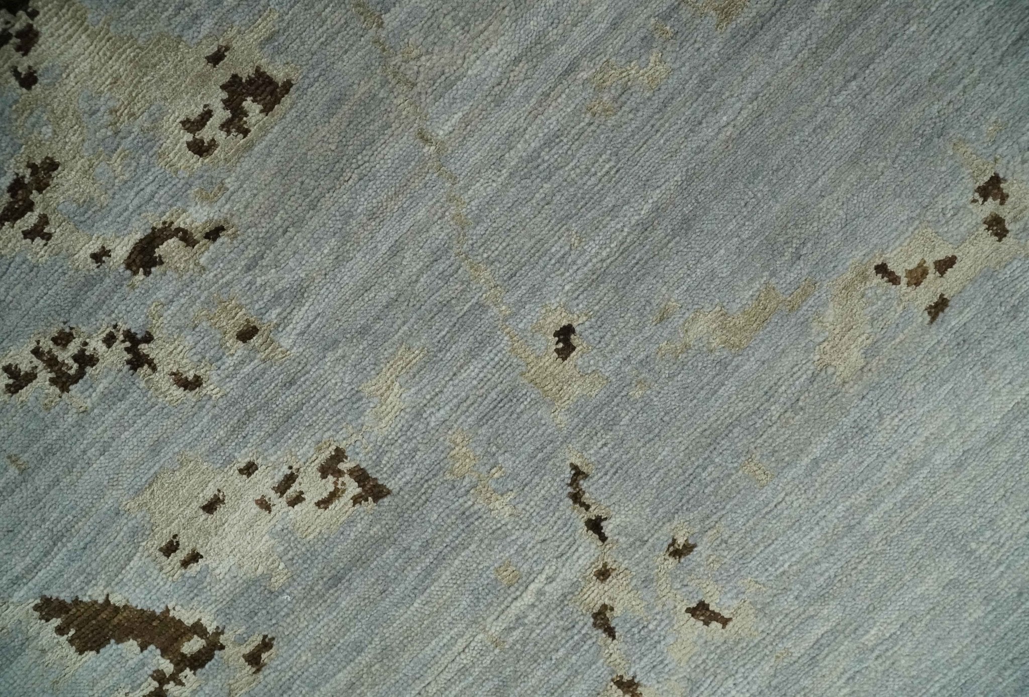 Grey, Charcoal, Olive and Ivory 6x9 Hand Knotted Abstract Wool and Viscose Area Rug - Image 5