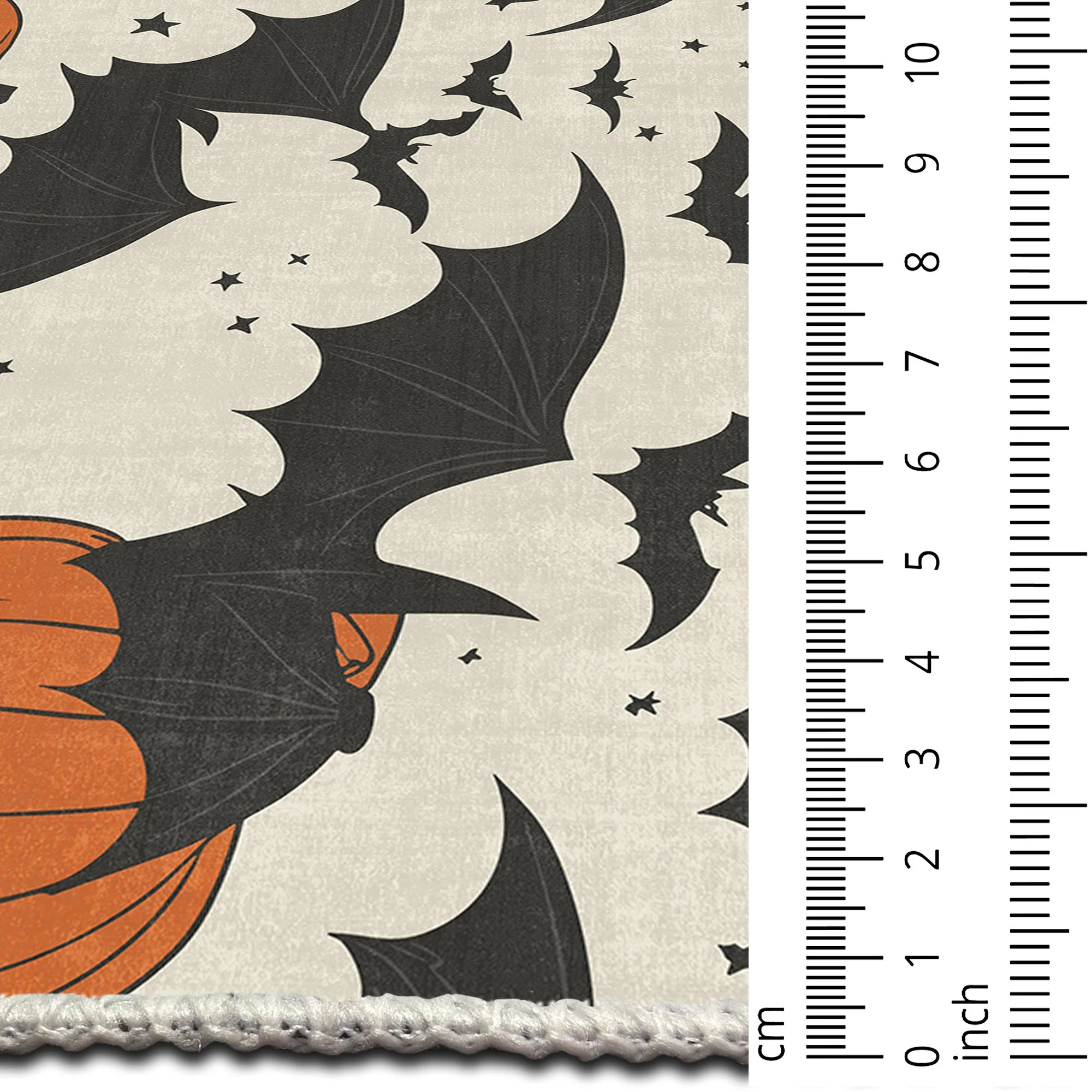 Halloween Pumpkin Rust And White Machine Washable Cotton Rug - Image 8