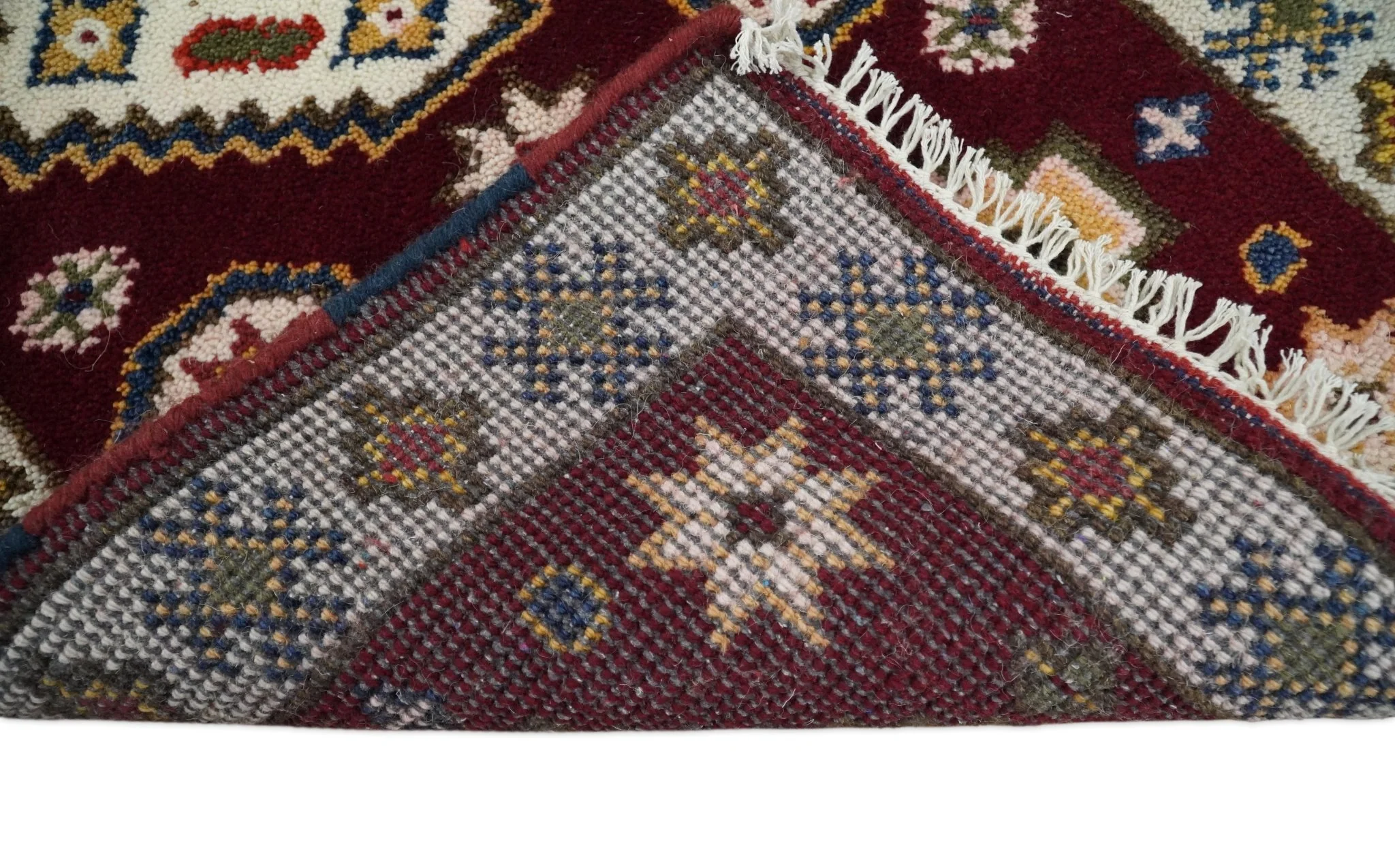 Hallway 2x4 Red and Beige Wool Hand Knotted traditional Persian Vintage Antique Southwestern Kazak | TRDCP29624 - Image 5