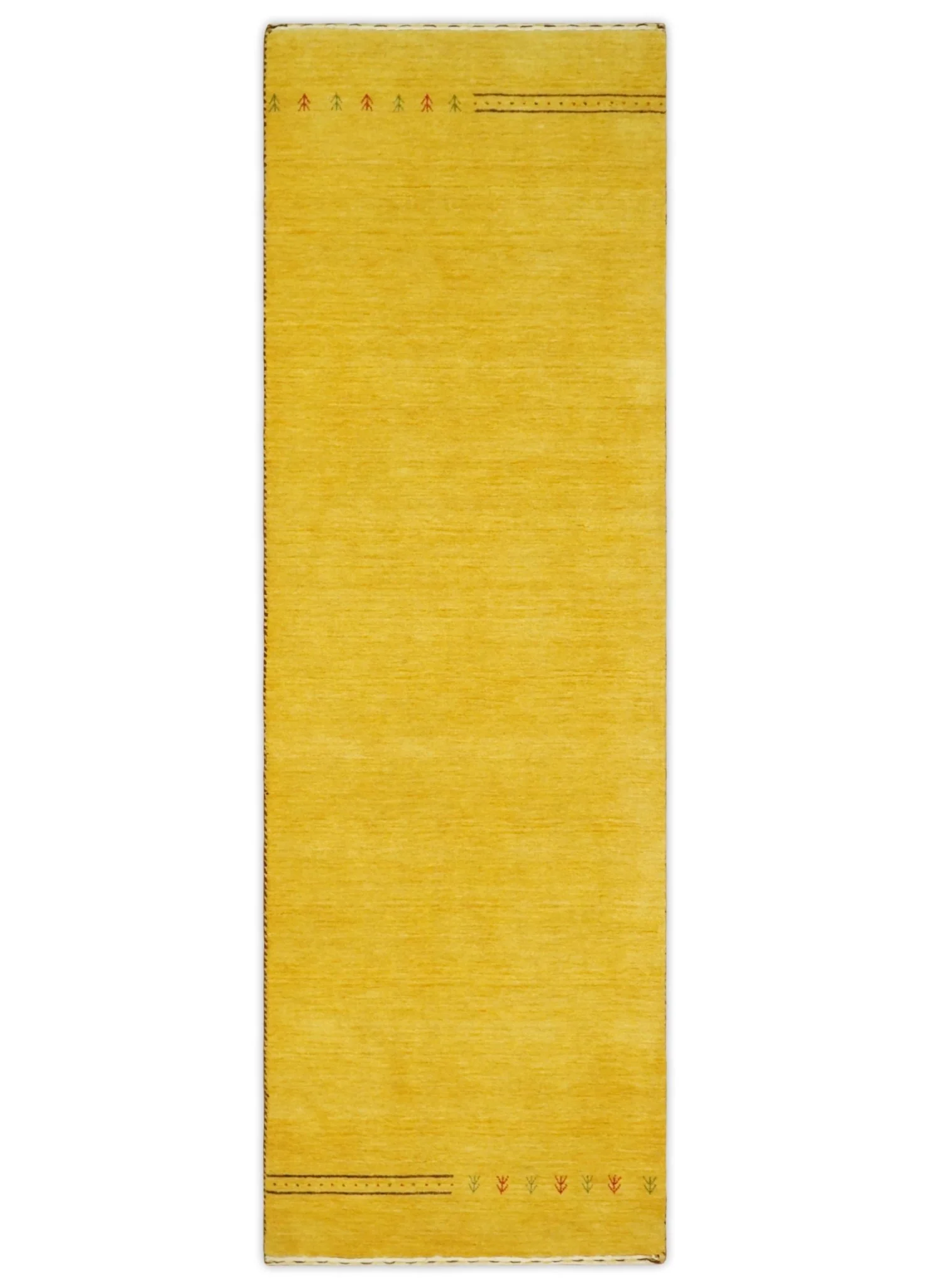 Hallway Runner Solid Gold Wool Hand Woven traditional Southwestern Tribal Lori Gabbeh Rug| LOR3 - Image 8