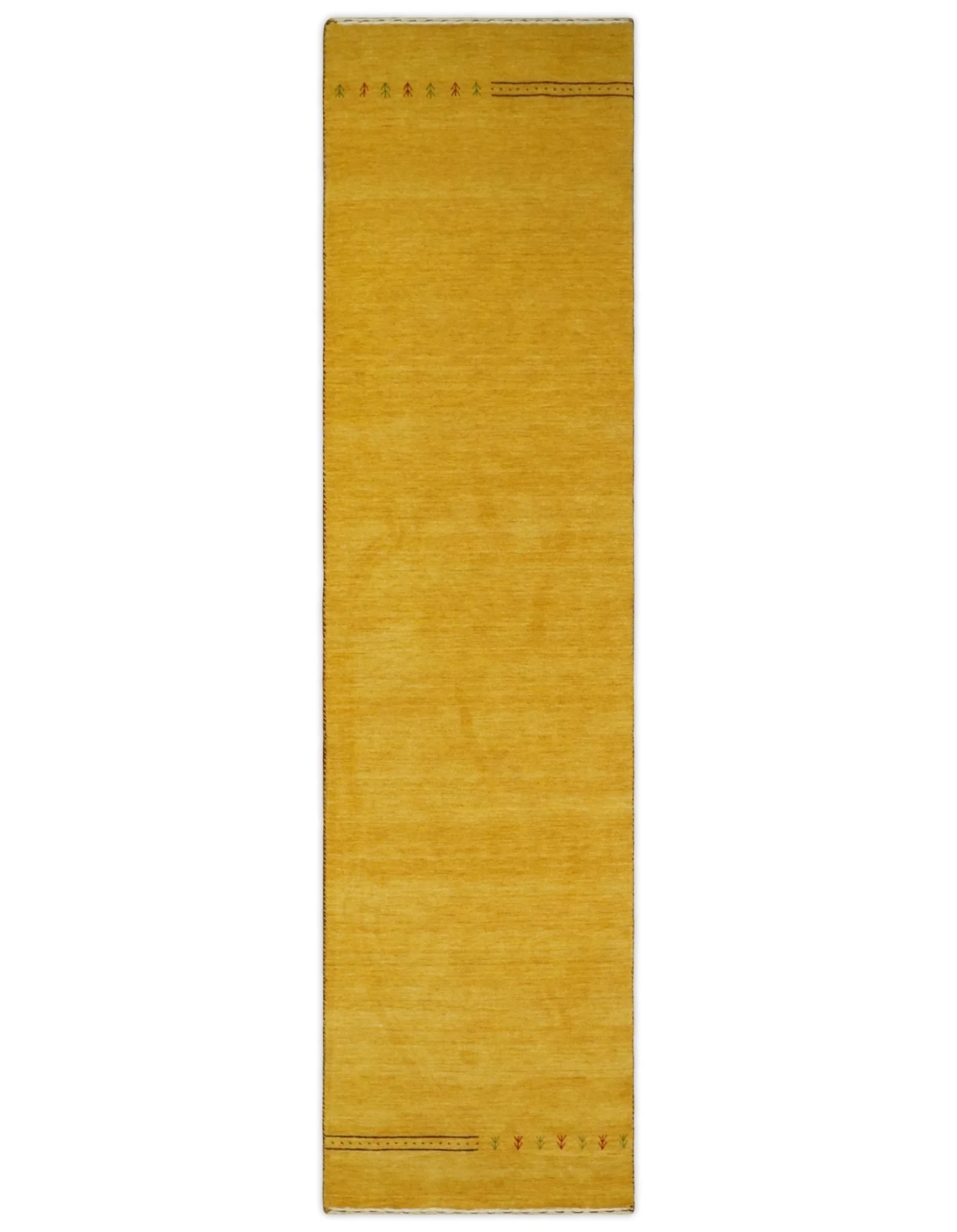Hallway Runner Solid Gold Wool Hand Woven traditional Southwestern Tribal Lori Gabbeh Rug| LOR3 - Image 9
