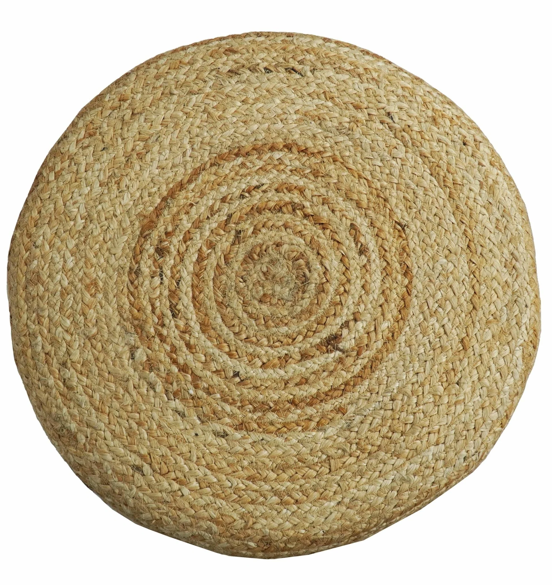 Natural Brown and White Jute Round Pouf, Hand Braided boho Pouf Ottoman Footstool, Side table, Seat , Foot Rest, Living Room, Bedroom | JP3 - Image 3