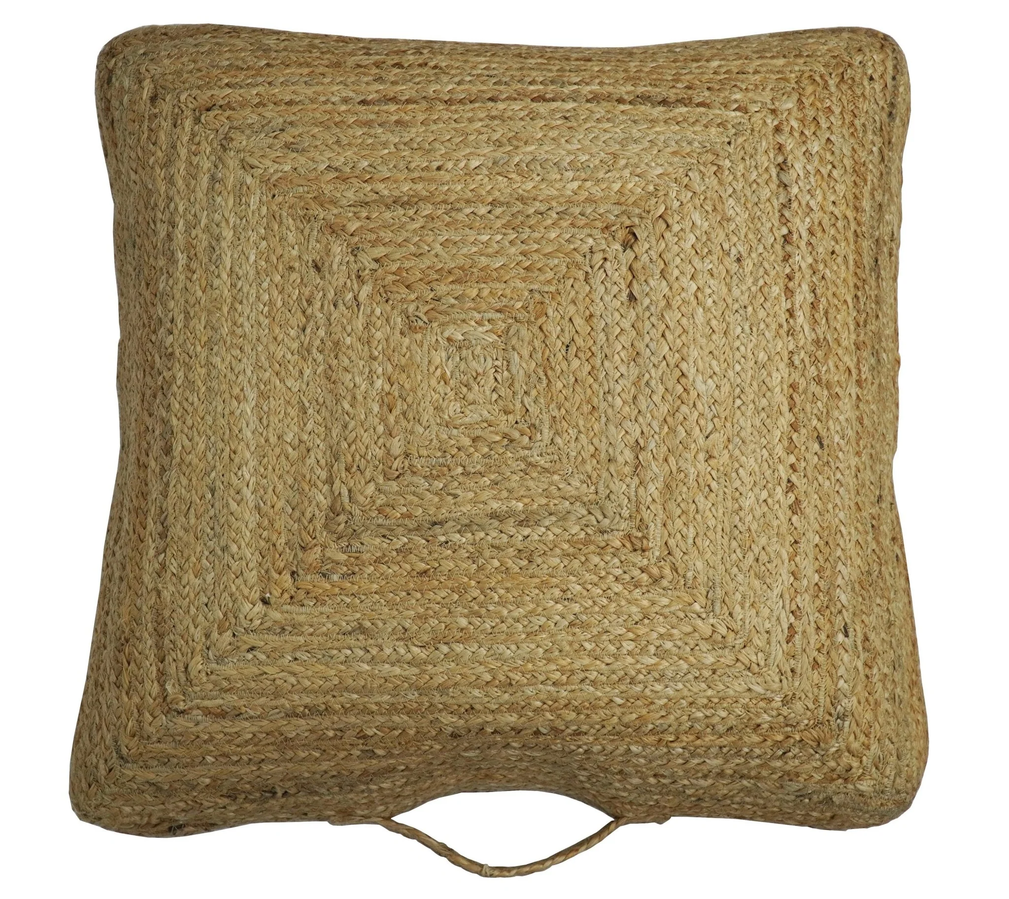 Natural Brown Jute Square Pouf, Hand Braided boho Pouf Ottoman Footstool, Side table, Floor Pillow, Foot Rest, Living Room, Bedroom | JP4 - Image 2