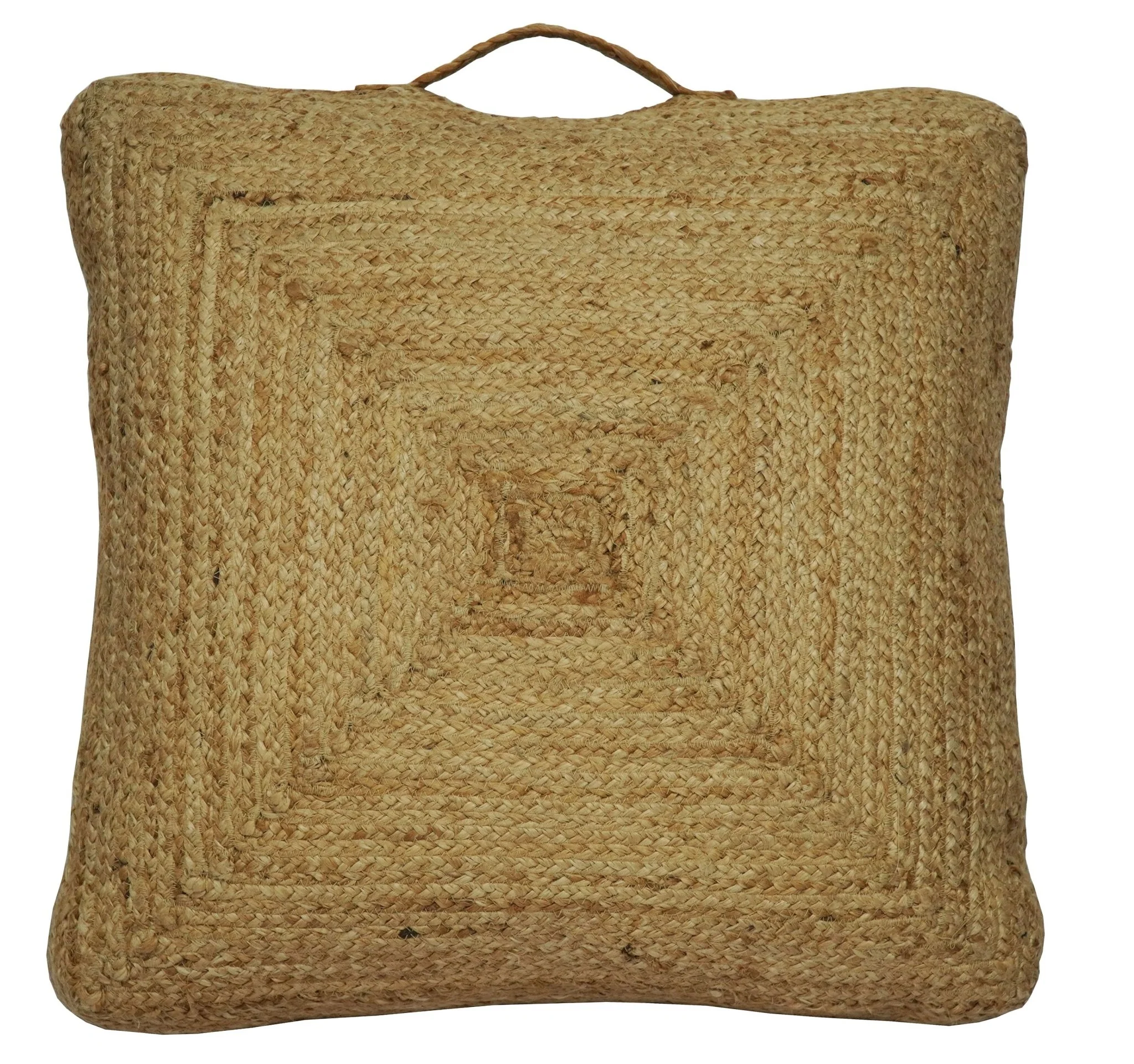 Natural Brown Jute Square Pouf, Hand Braided boho Pouf Ottoman Footstool, Side table, Floor Pillow, Foot Rest, Living Room, Bedroom | JP4 - Image 5
