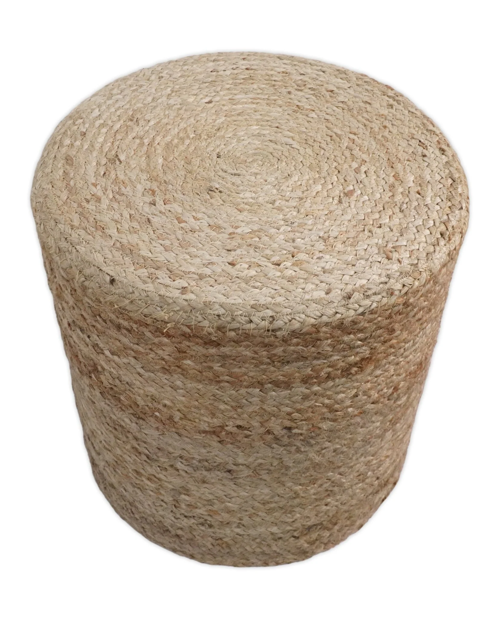 Boho Natural Brown Jute Round Pouf - Image 2