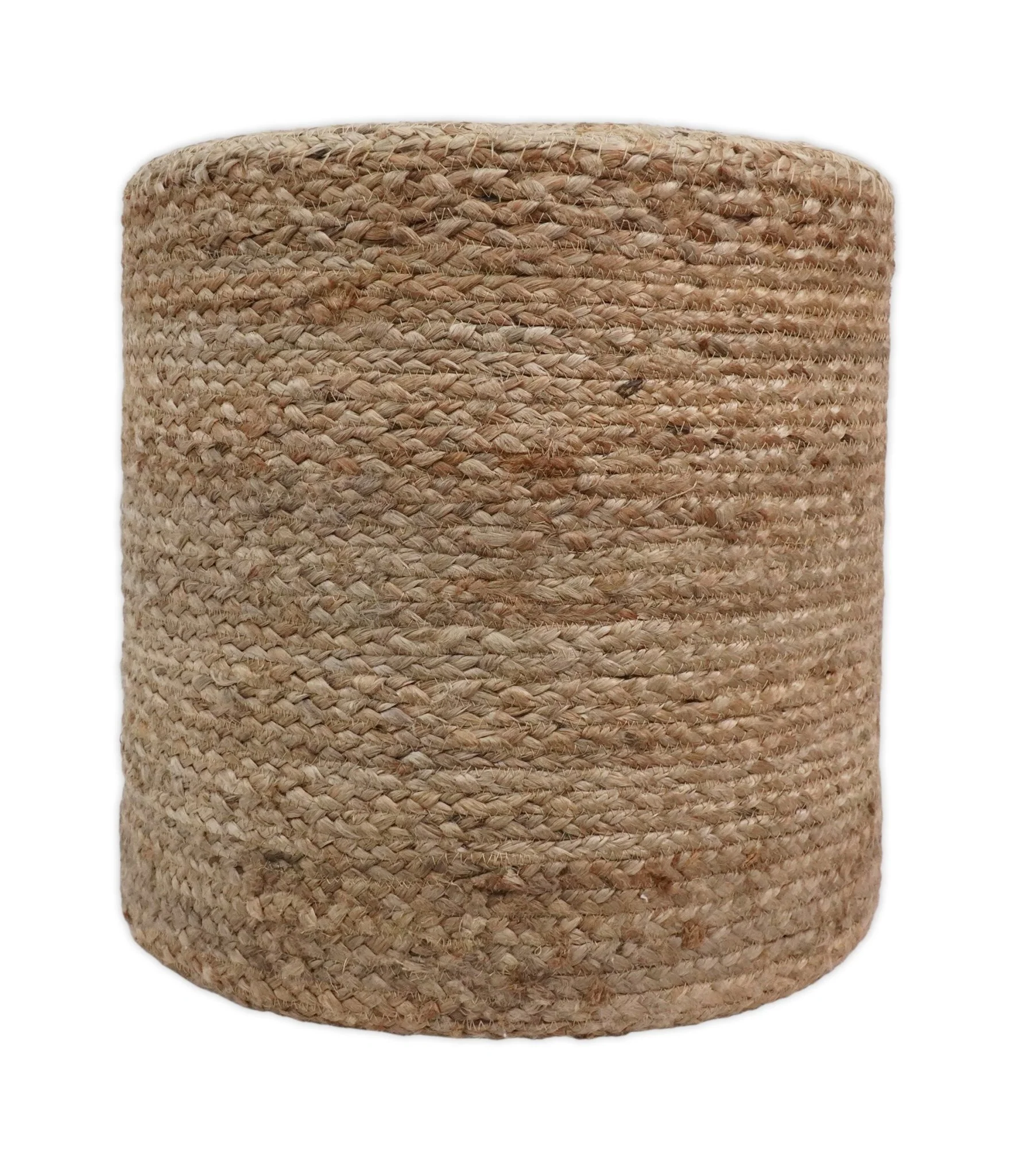 Boho Natural Brown Jute Round Pouf - Image 3